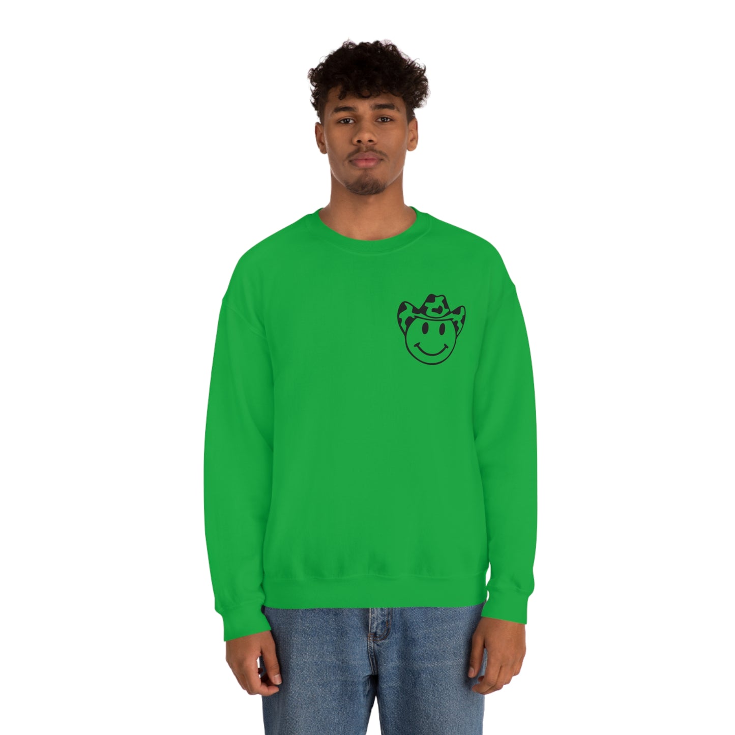 "Smiley Face HOWDY" (Front and Back Design) - Unisex Heavy Blend™ Crewneck Sweatshirt