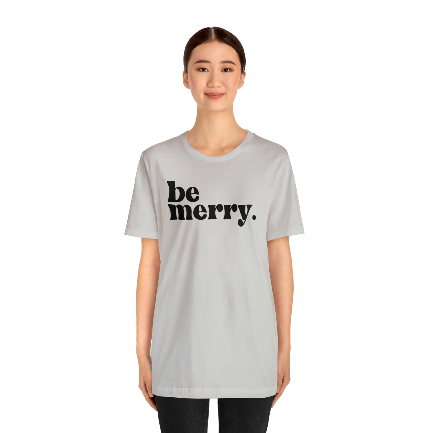 Be Merry Christmas/ Holiday Bella Jersey Short Sleeve Tee (Unisex)