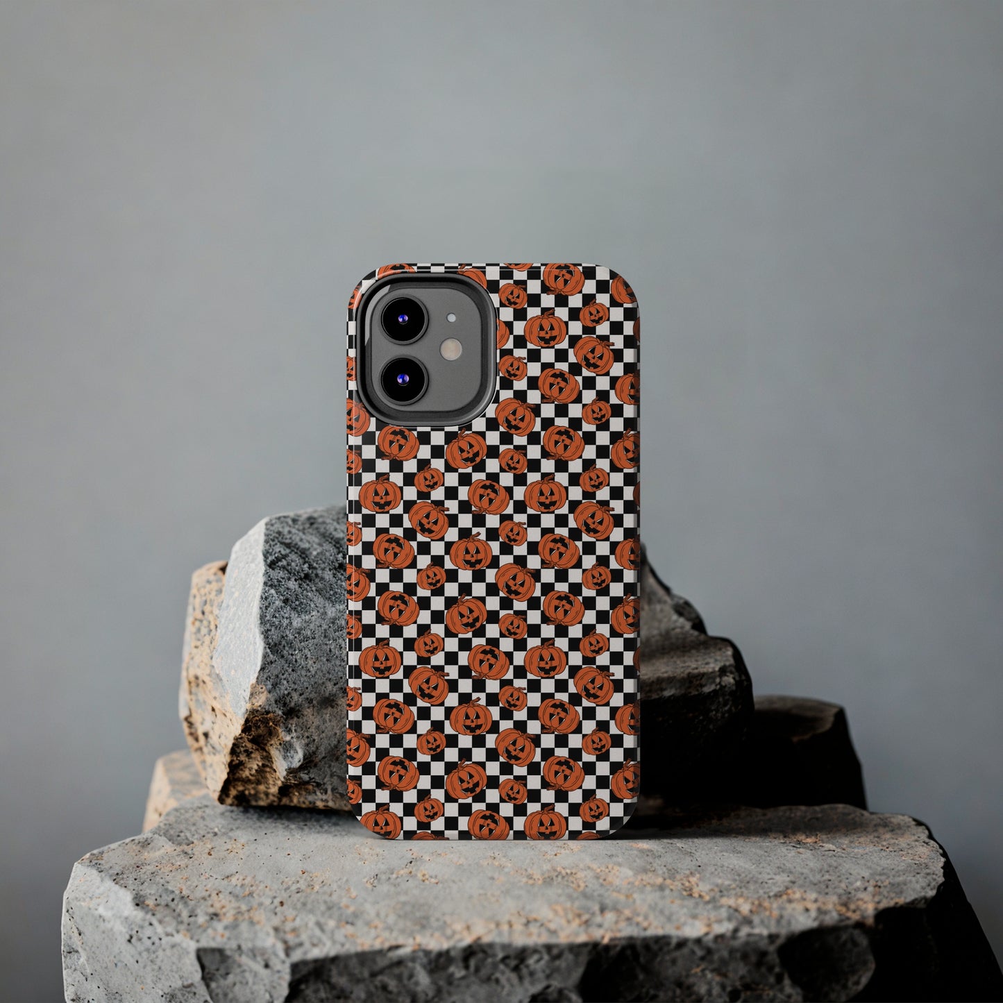 Pumpkin / Jack-O-Lantern Checkerboard Halloween/ Fall Patterned Tough Phone Cases