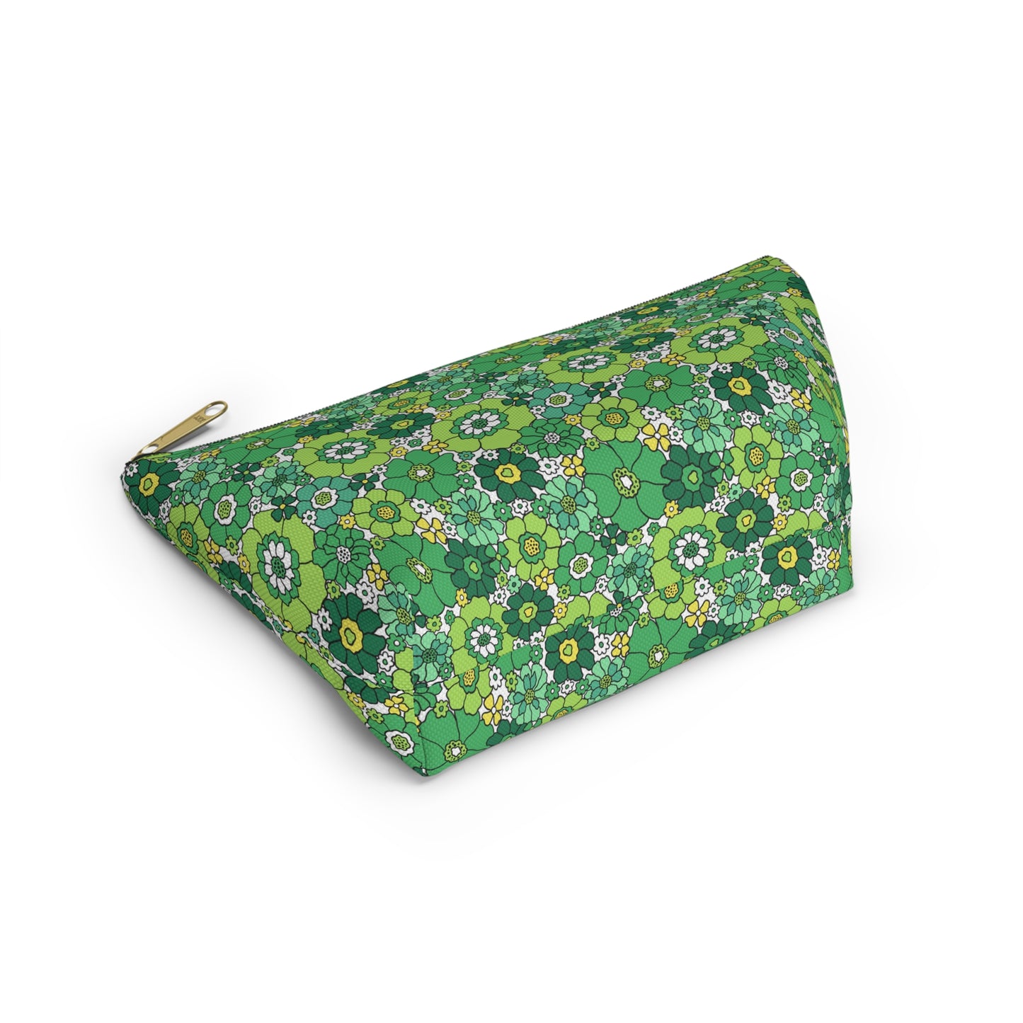 St. Patrick's Day Green Floral Print Design Accessory Pouch w T-bottom