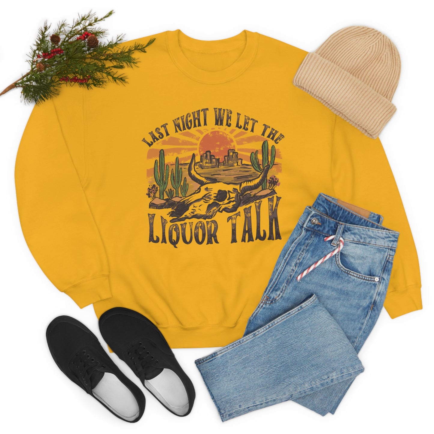 Vintage "Last Night We Let the Liquor Talk" Unisex Heavy Blend™ Crewneck Sweatshirt