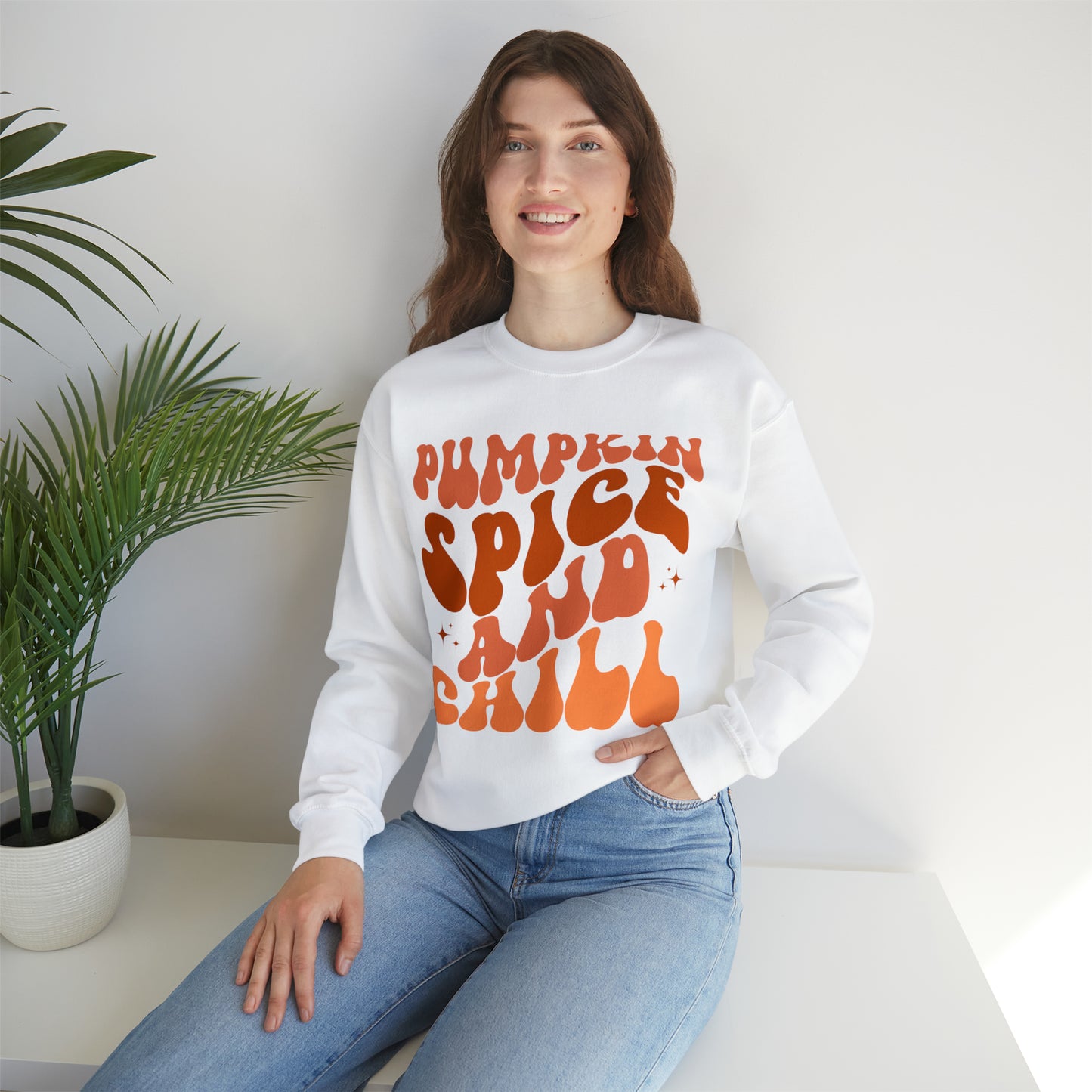 Pumpkin Spice and Chill Heavy Blend™ Crewneck Sweatshirt