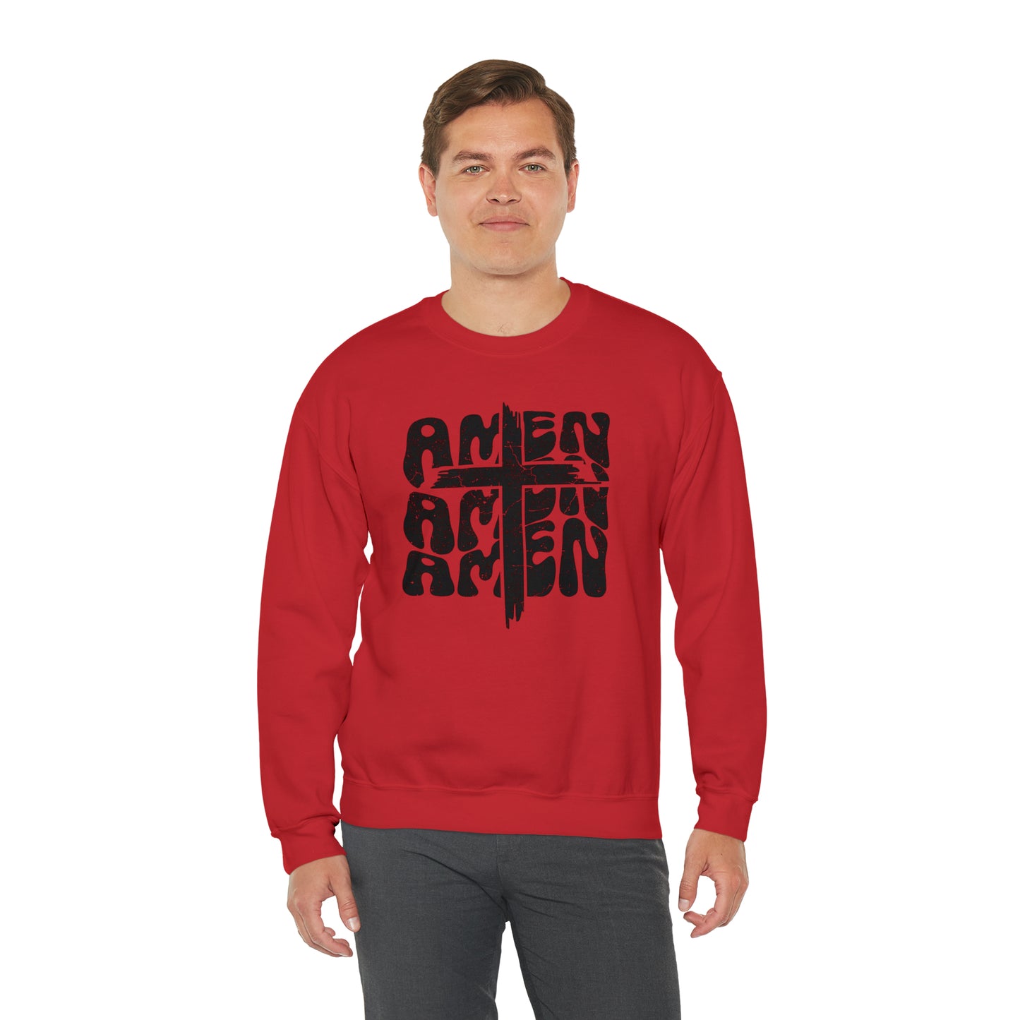Amen Amen Amen with Cross Design Heavy Blend™ Crewneck Sweatshirt