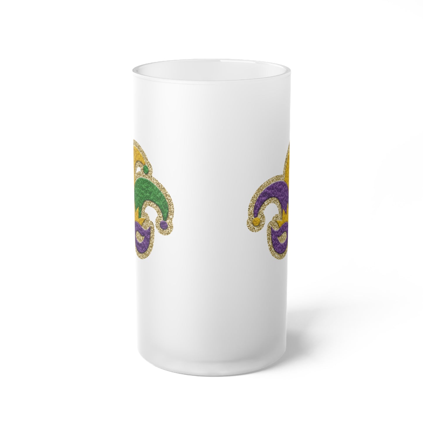 Mardi Gras New Orleans Frosted Glass Beer Mug