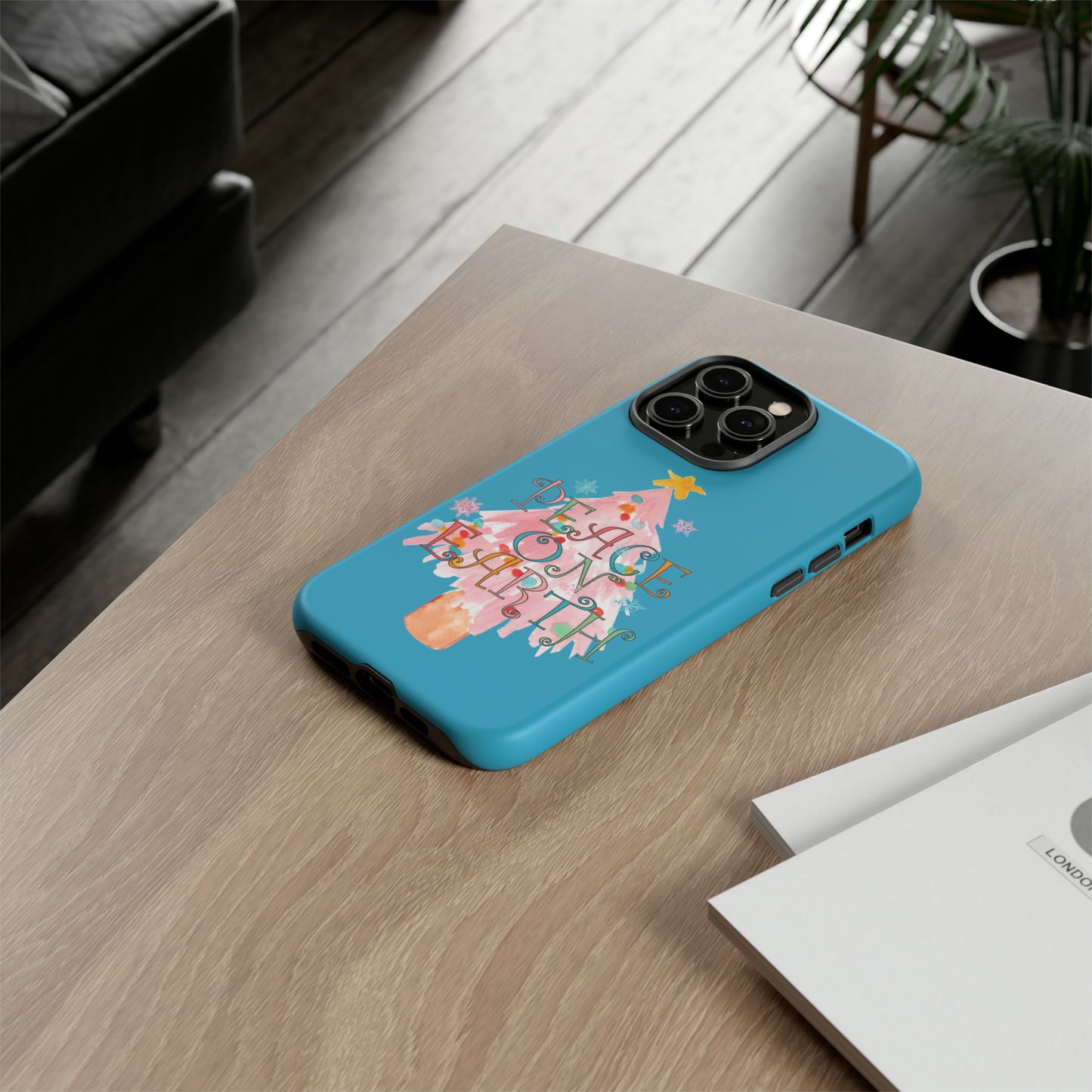 Peace on Earth Christmas/ Holiday Apple iPhone Tough Cases - Turquoise