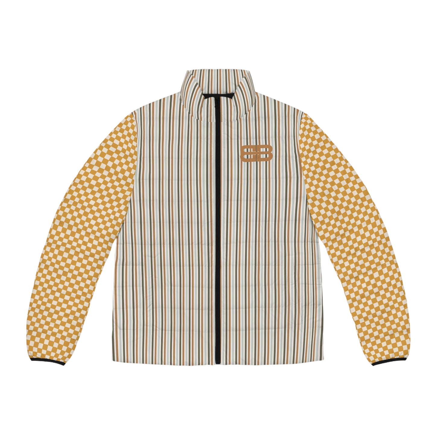 Exclusive Striped Checkerboard Puffer Jacket