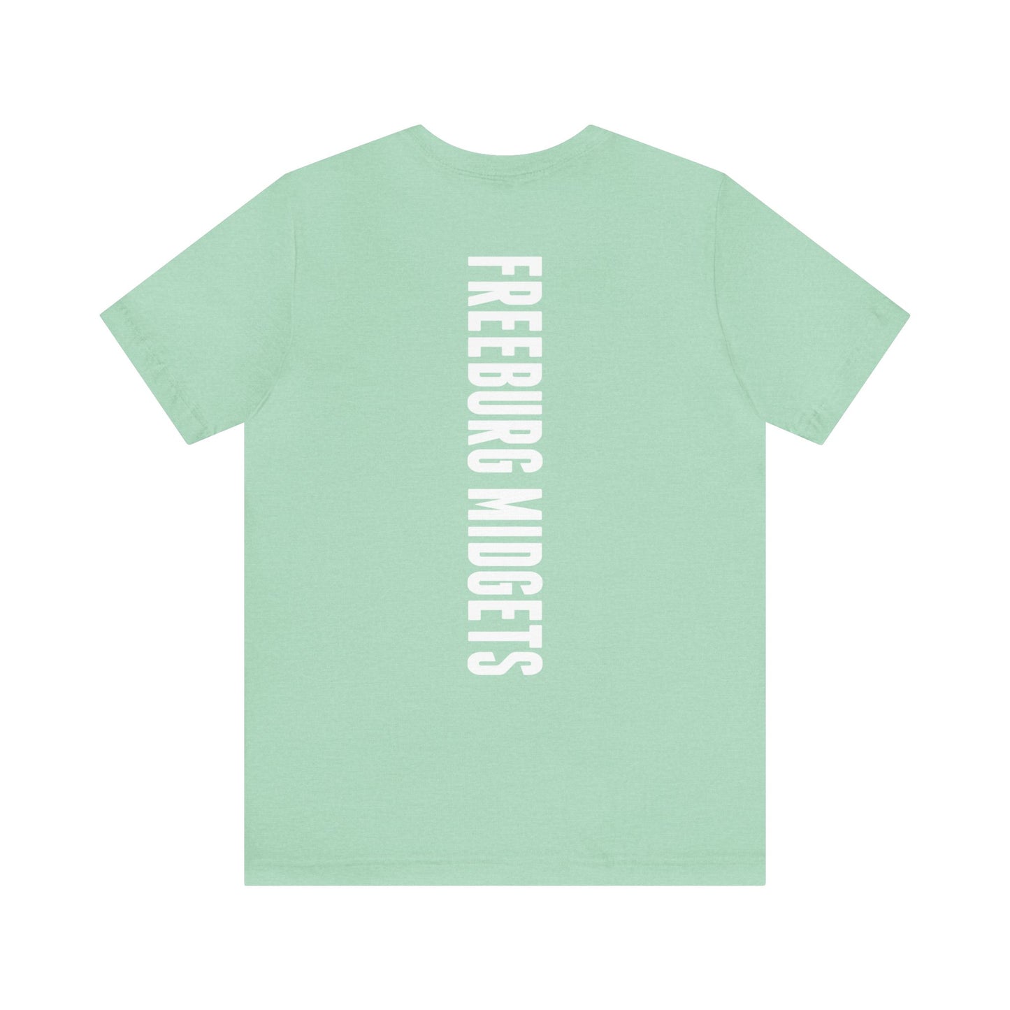 Front and Back Design - Varsity F Vertical Freeburg Midgets Logo Bella Jersey Short Sleeve Tee (Unisex)