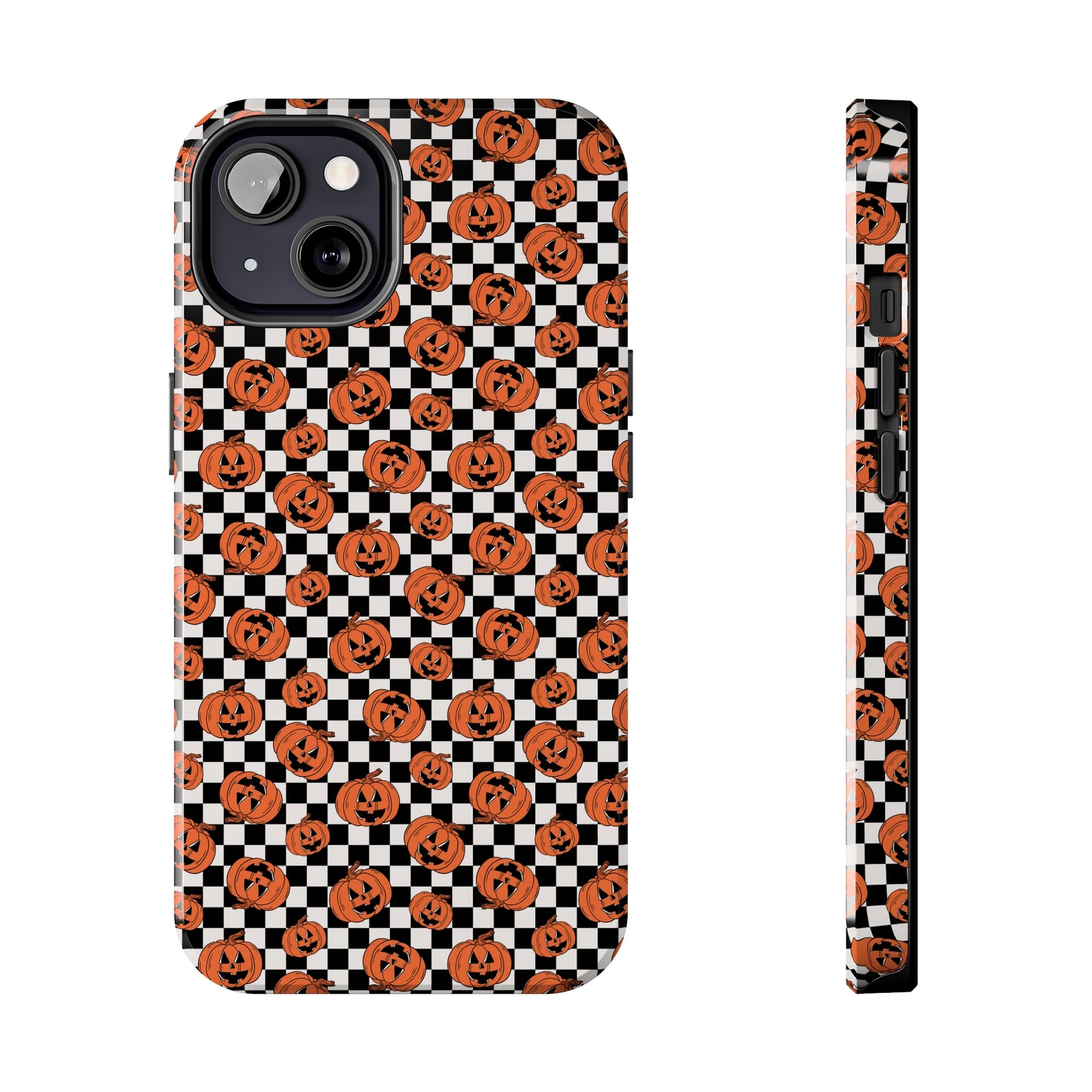 Pumpkin / Jack-O-Lantern Checkerboard Halloween/ Fall Patterned Tough Phone Cases