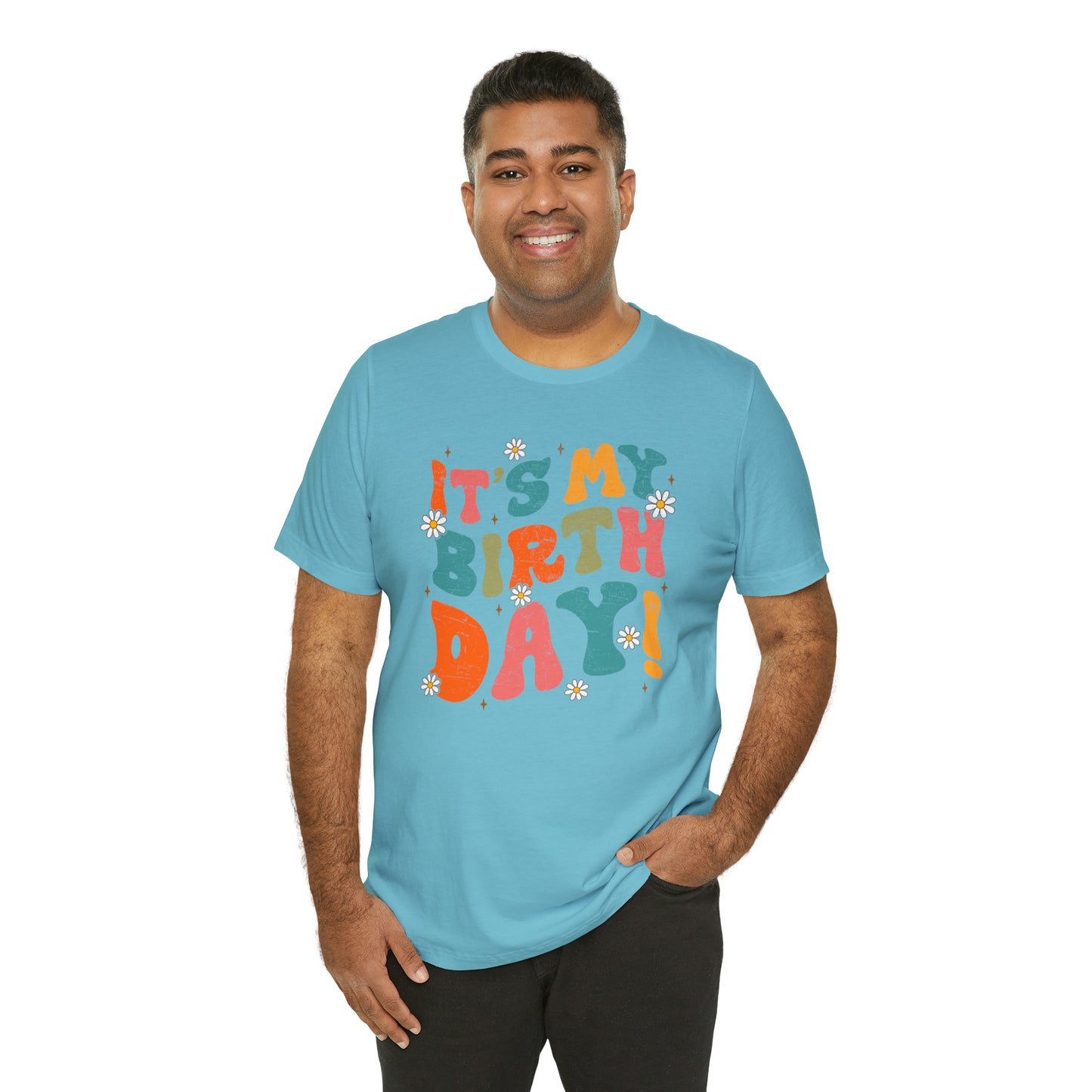 Distressed It's My Birthday Colorful Daisy T-Shirt
