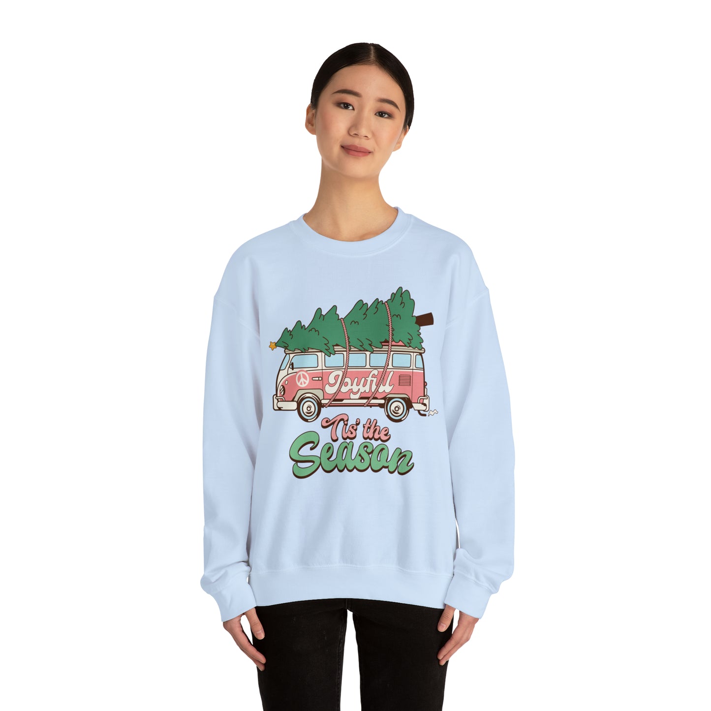 Tis the Season Retro Christmas Van Unisex Heavy Blend™ Crewneck Sweatshirt