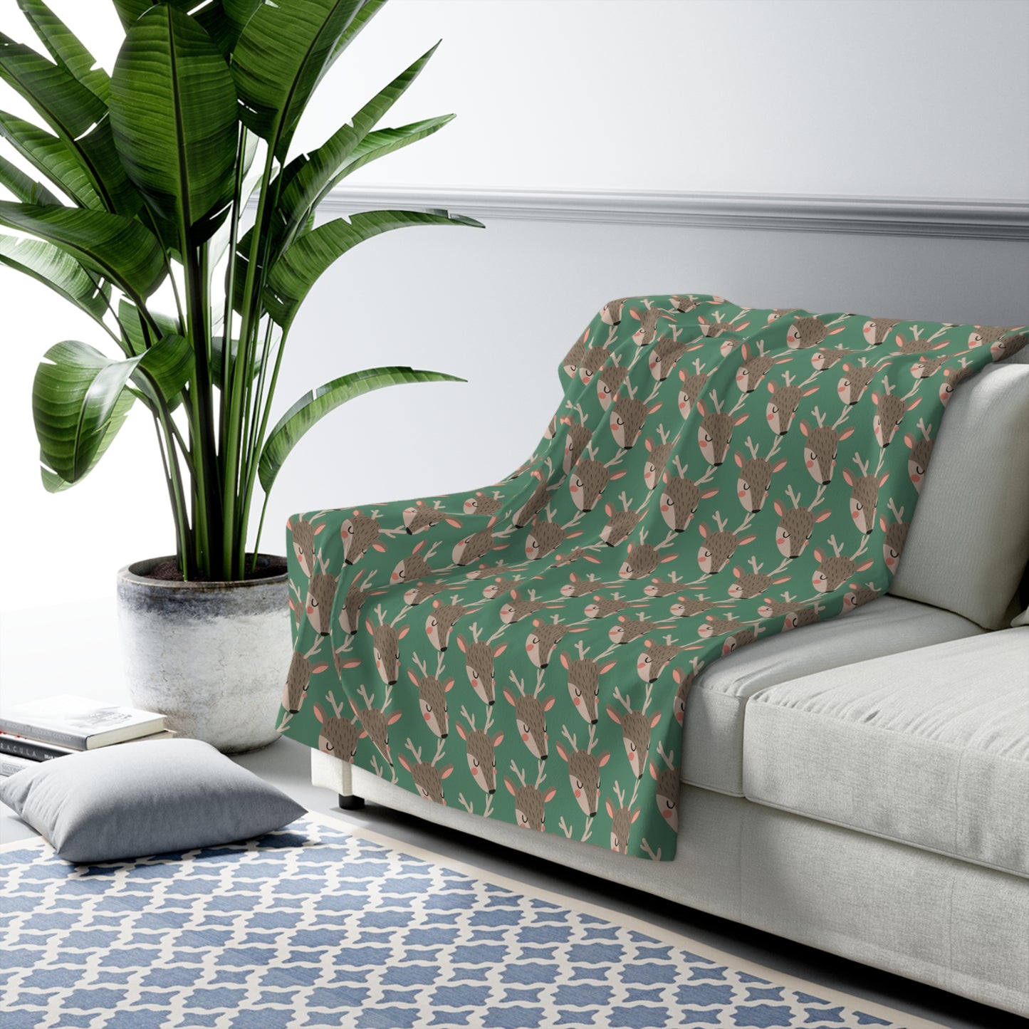Christmas Deer Print Sherpa Fleece Blanket