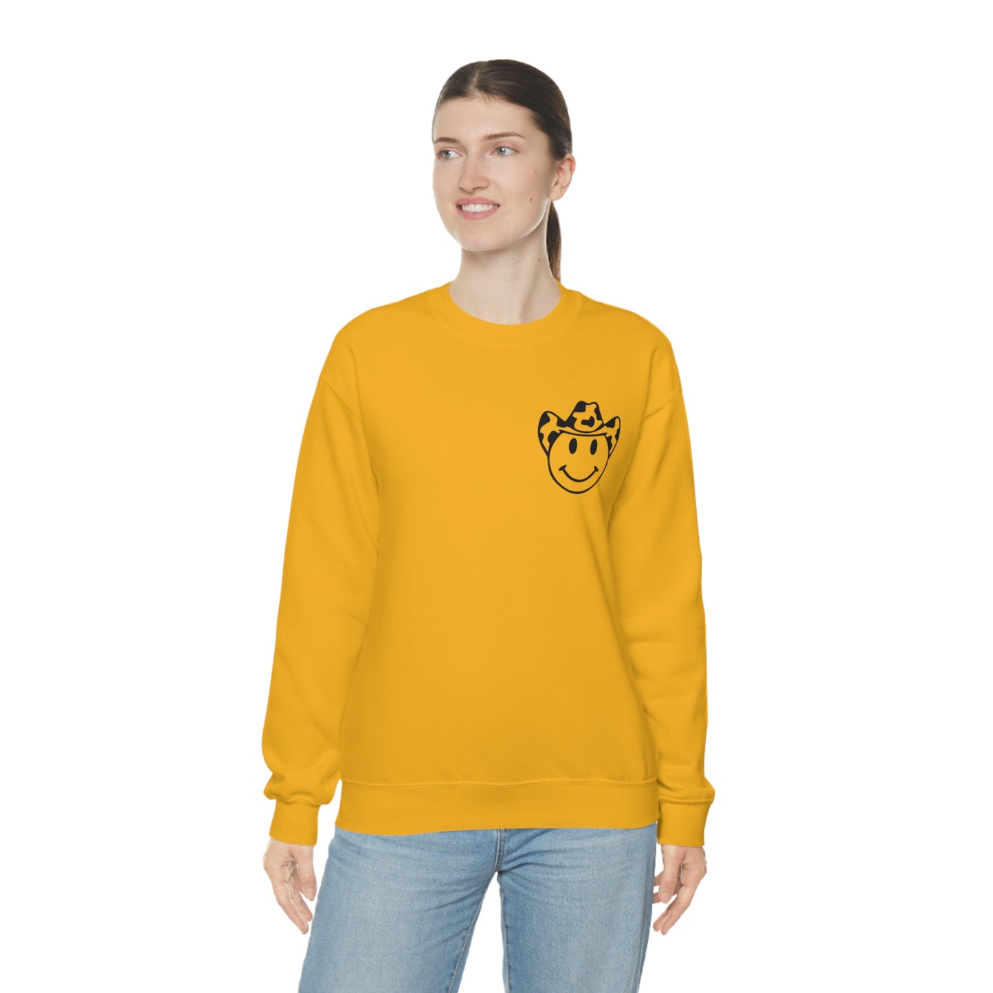 "Smiley Face HOWDY" (Front and Back Design) - Unisex Heavy Blend™ Crewneck Sweatshirt