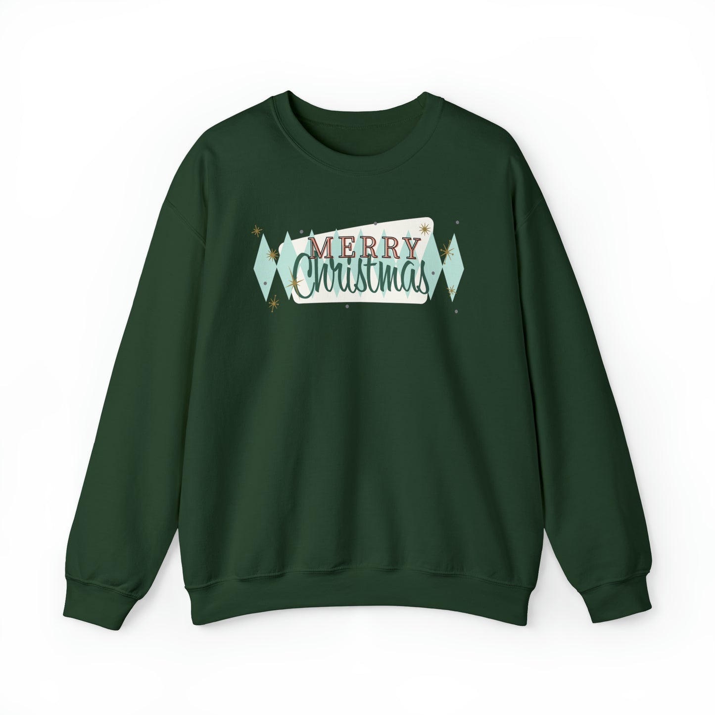 Merry Christmas Diamond Diner Pattern Holiday Unisex Heavy Blend™ Crewneck Sweatshirt