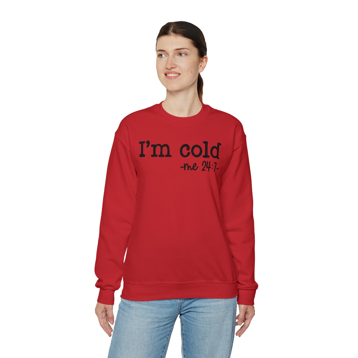 "I'm Cold 24:7" Black Logo Unisex Heavy Blend™ Crewneck Sweatshirt