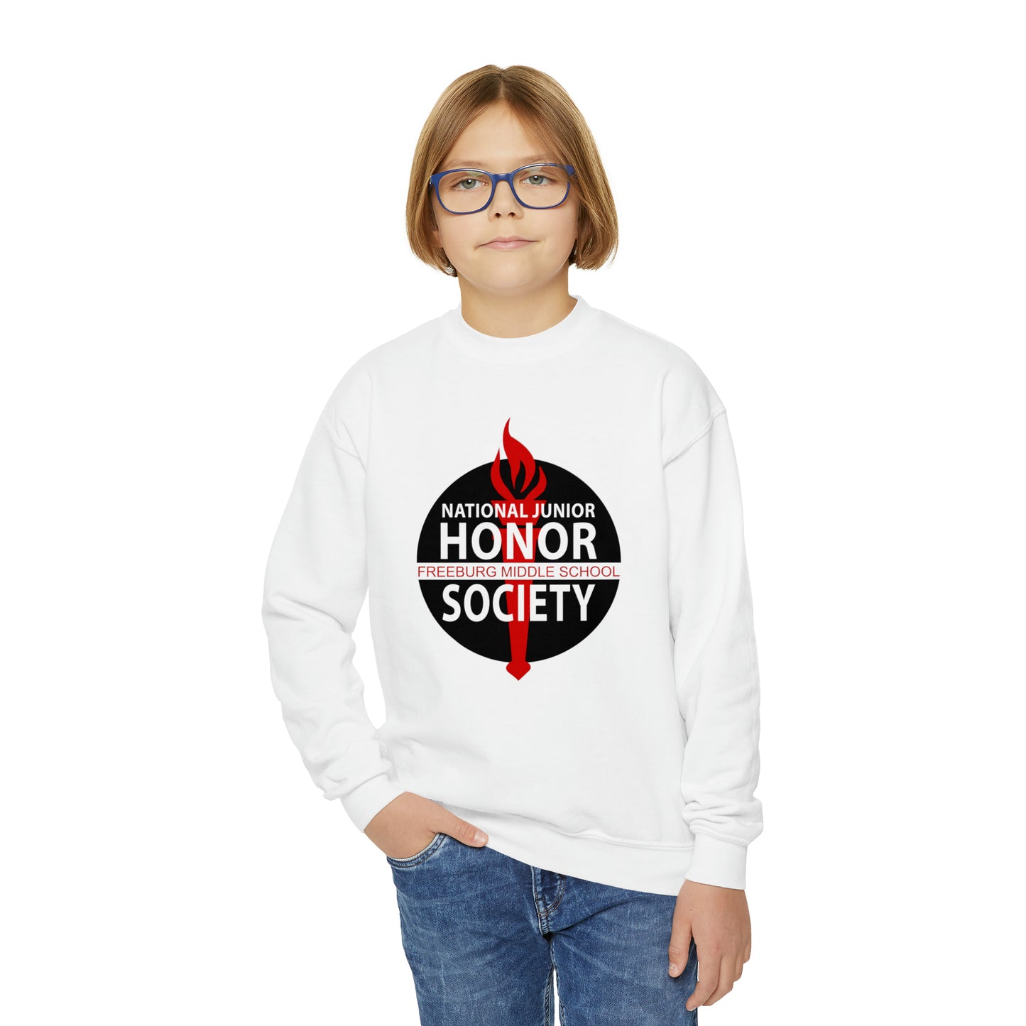 YOUTH - National Junior Honor Society Red and Black Design Youth Crewneck Sweatshirt