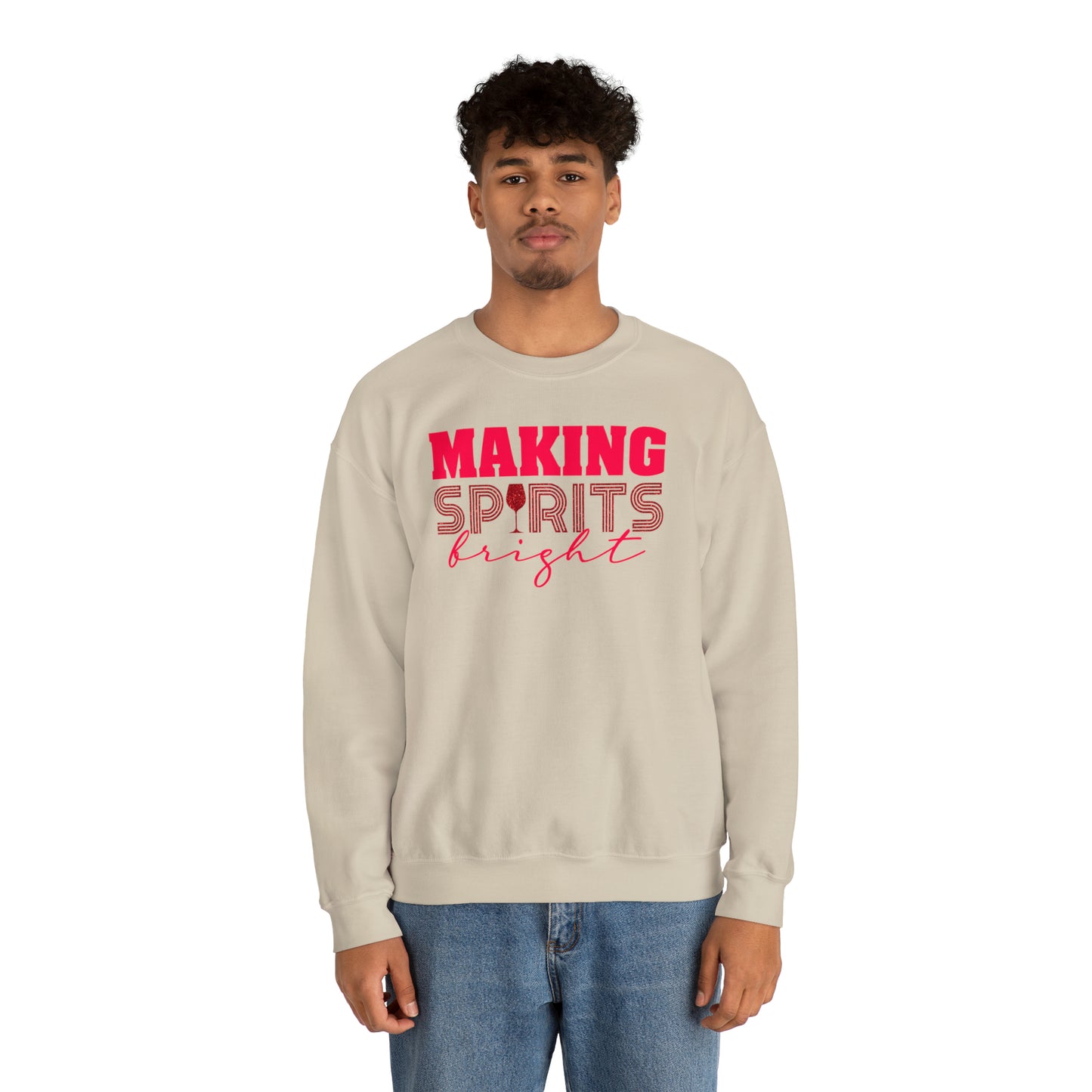 Making SPIRITS Bright Christmas Holiday Drink Up Unisex Heavy Blend™ Crewneck Sweatshirt