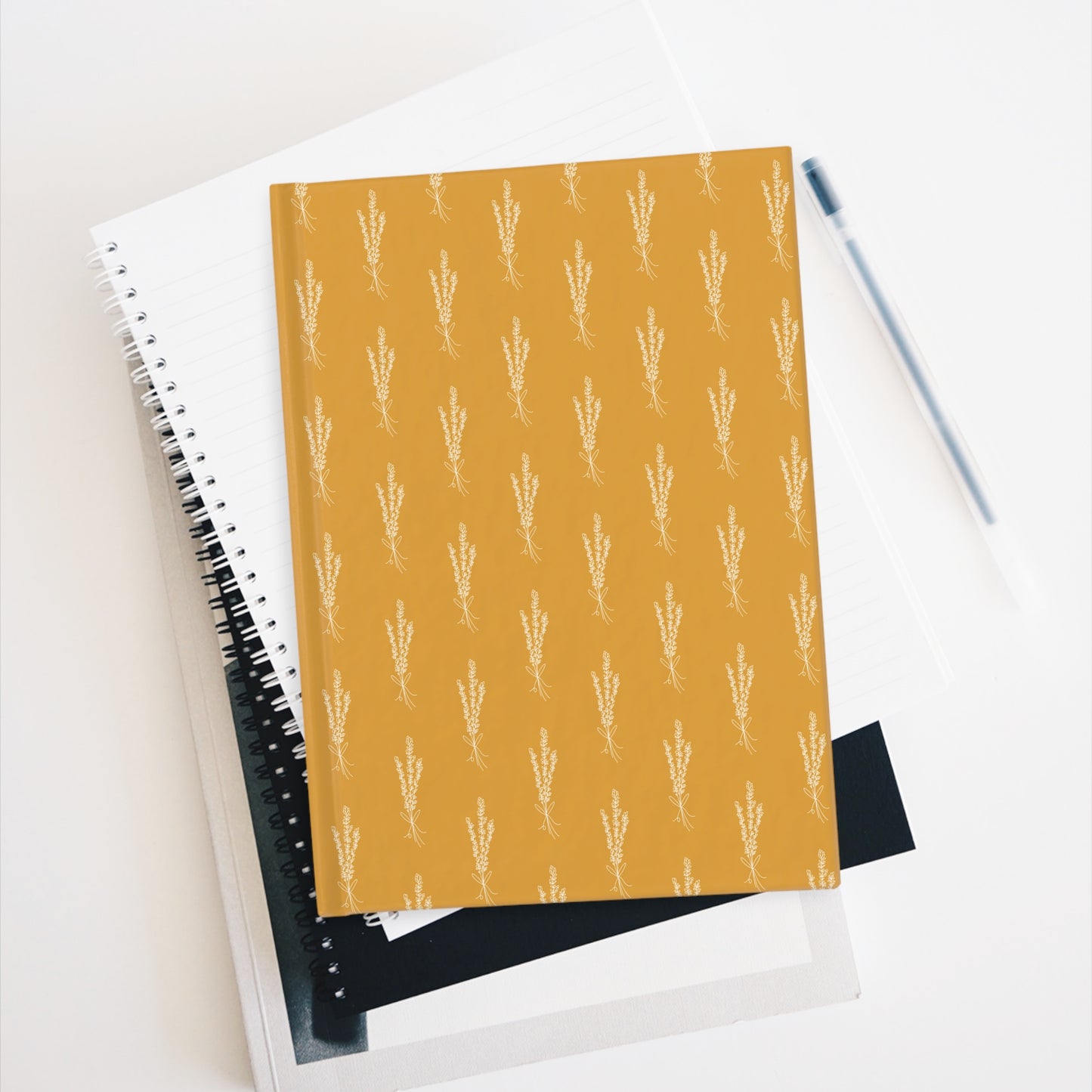 Golden Wheat Floral Pattern Journal - Blank