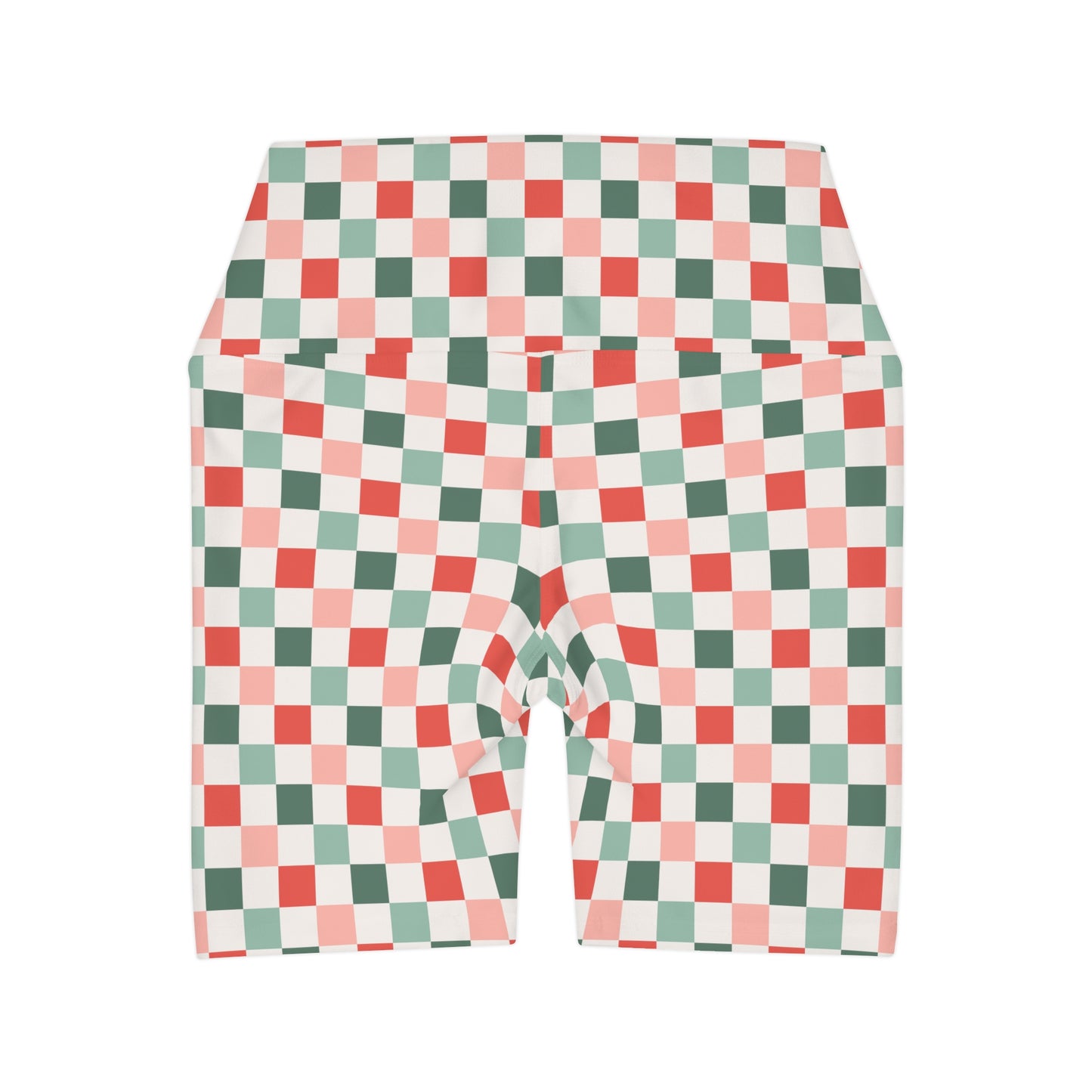 Retro Christmas Checkerboard Yoga Shorts