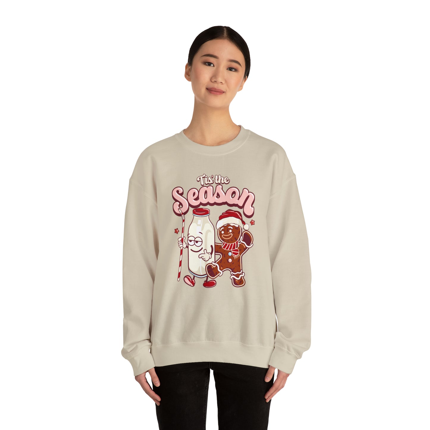 'Tis the Season Gingerbread and Milk Christmas Unisex Heavy Blend™ Crewneck Sweatshirt