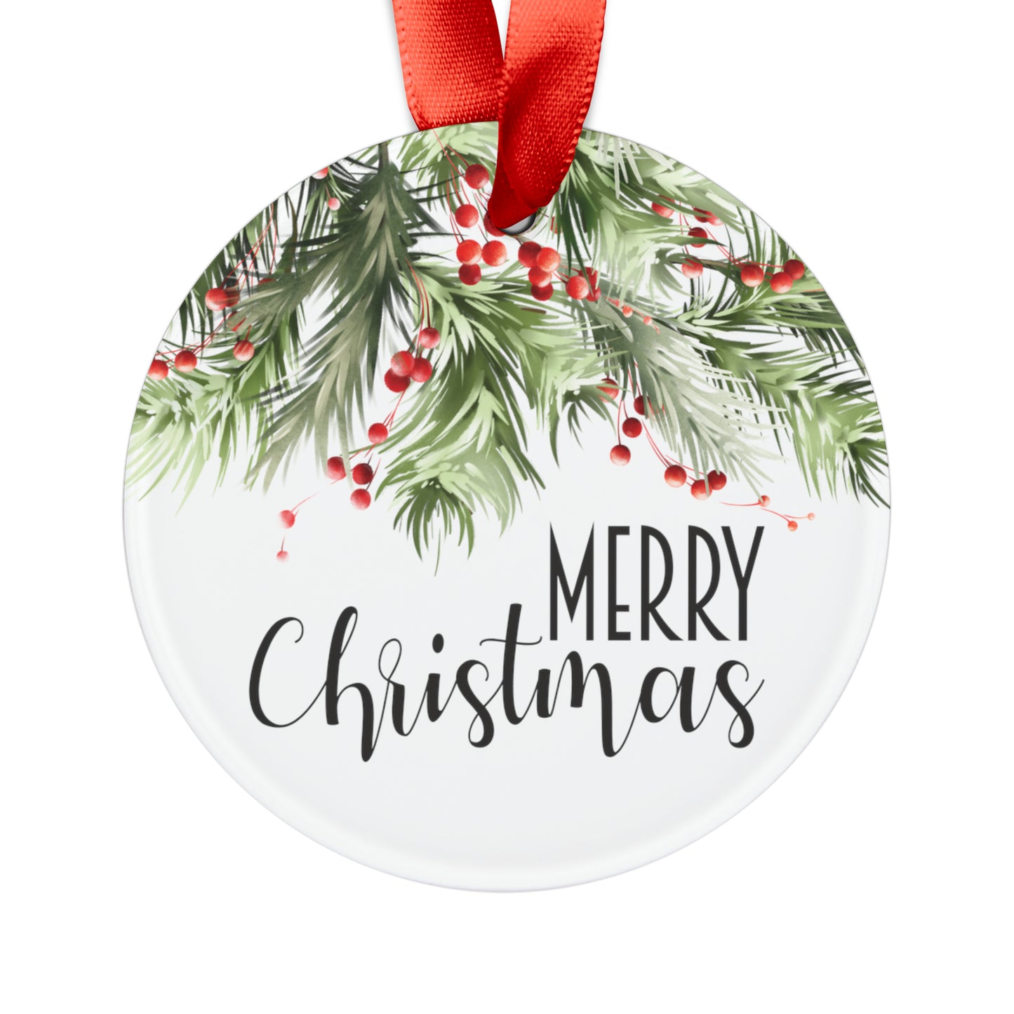 Merry Christmas Garland Acrylic Ornament with Ribbon