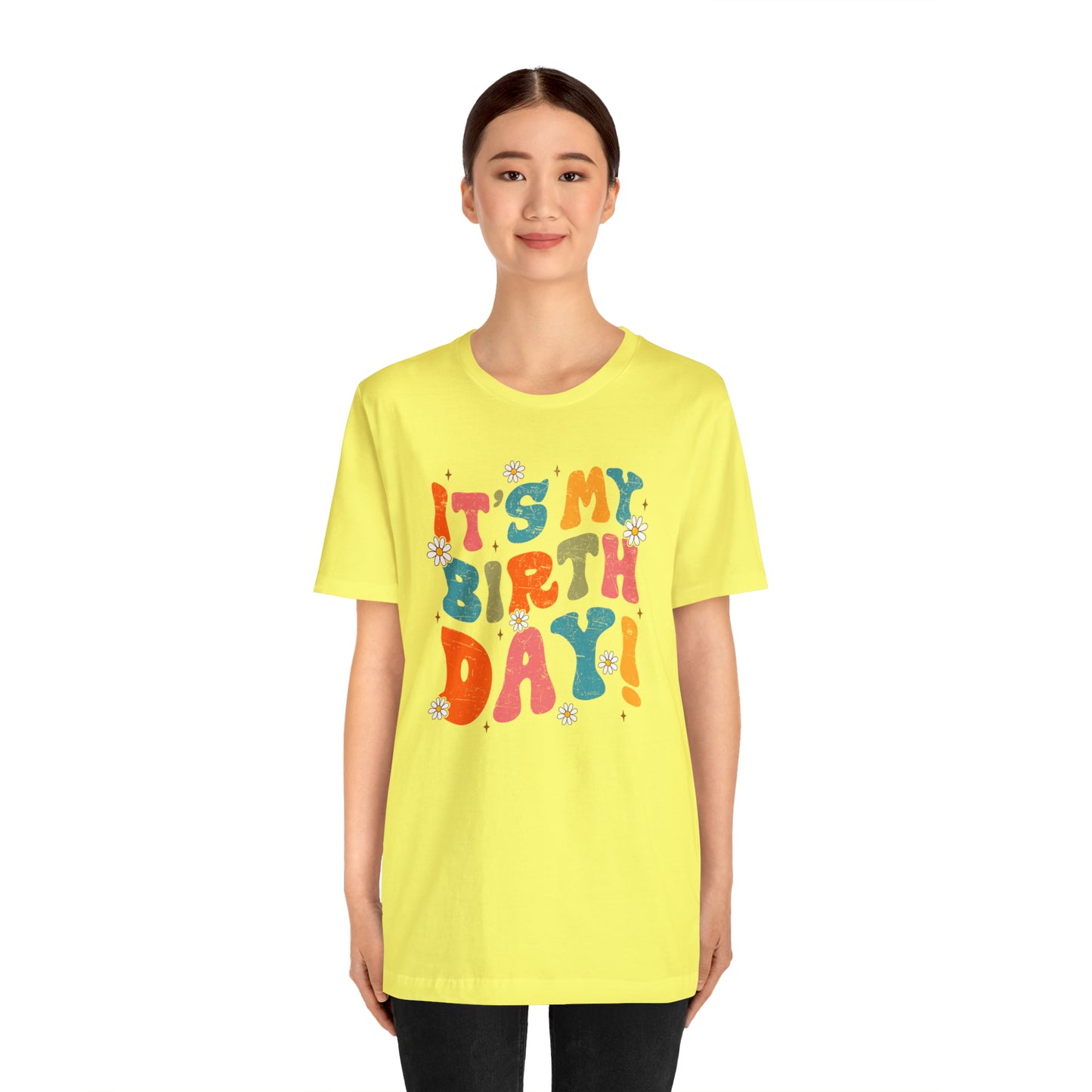 Distressed It's My Birthday Colorful Daisy T-Shirt