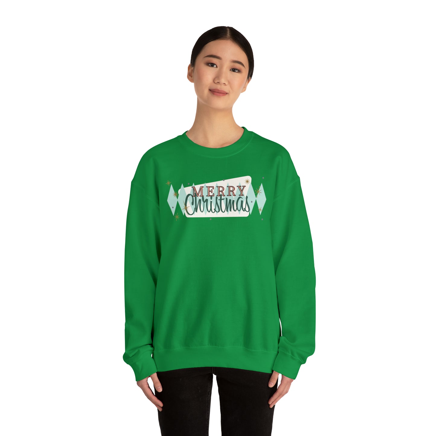 Merry Christmas Diamond Diner Pattern Holiday Unisex Heavy Blend™ Crewneck Sweatshirt