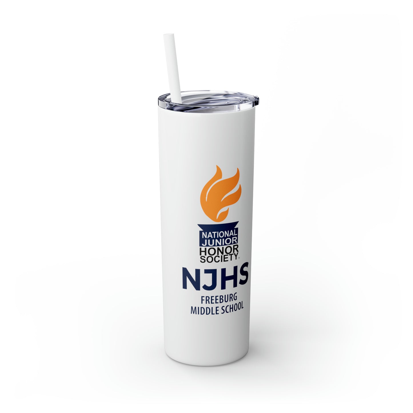 Freeburg Middle School National Junior Honor Society NJHS Yellow Torch Skinny Tumbler with Straw, 20oz