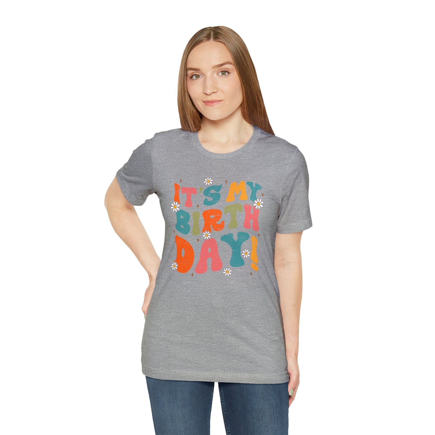 Distressed It's My Birthday Colorful Daisy T-Shirt