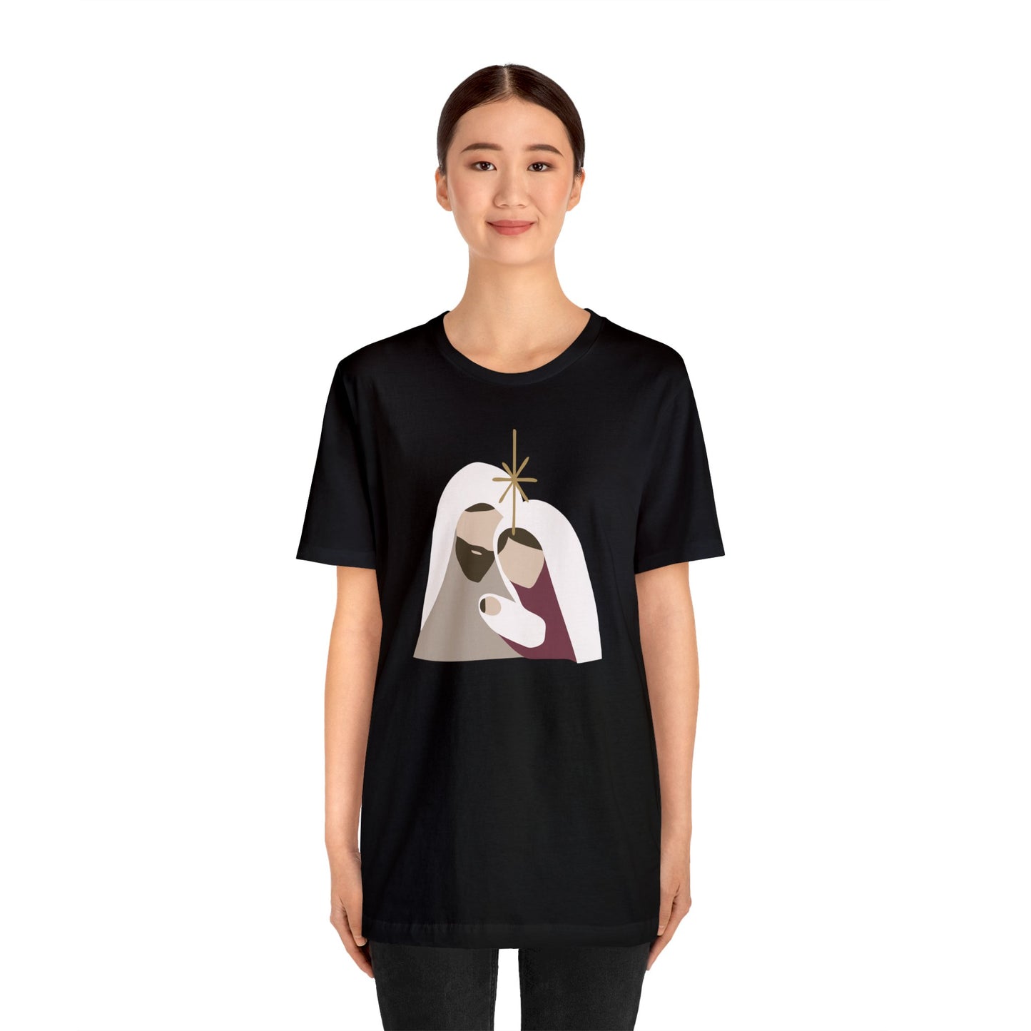 Holy Family Christmas Christian Bella Jersey Short Sleeve Tee (Unisex)