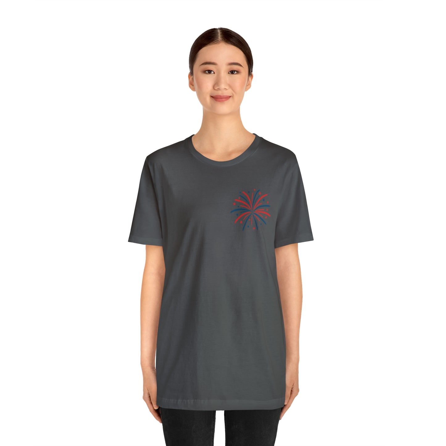 "Land of the Free Because of the Brave" Unisex Jersey Short Sleeve Tee (Front and Back Design)
