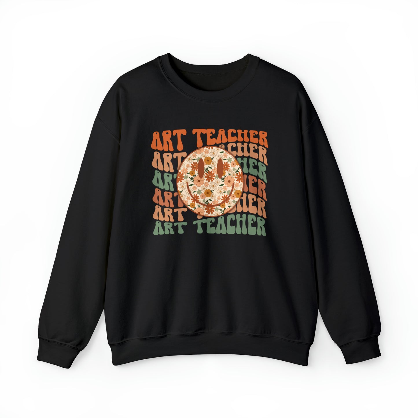 Art Teacher with Smiley Face Heavyweight Crewneck Sweatshirt