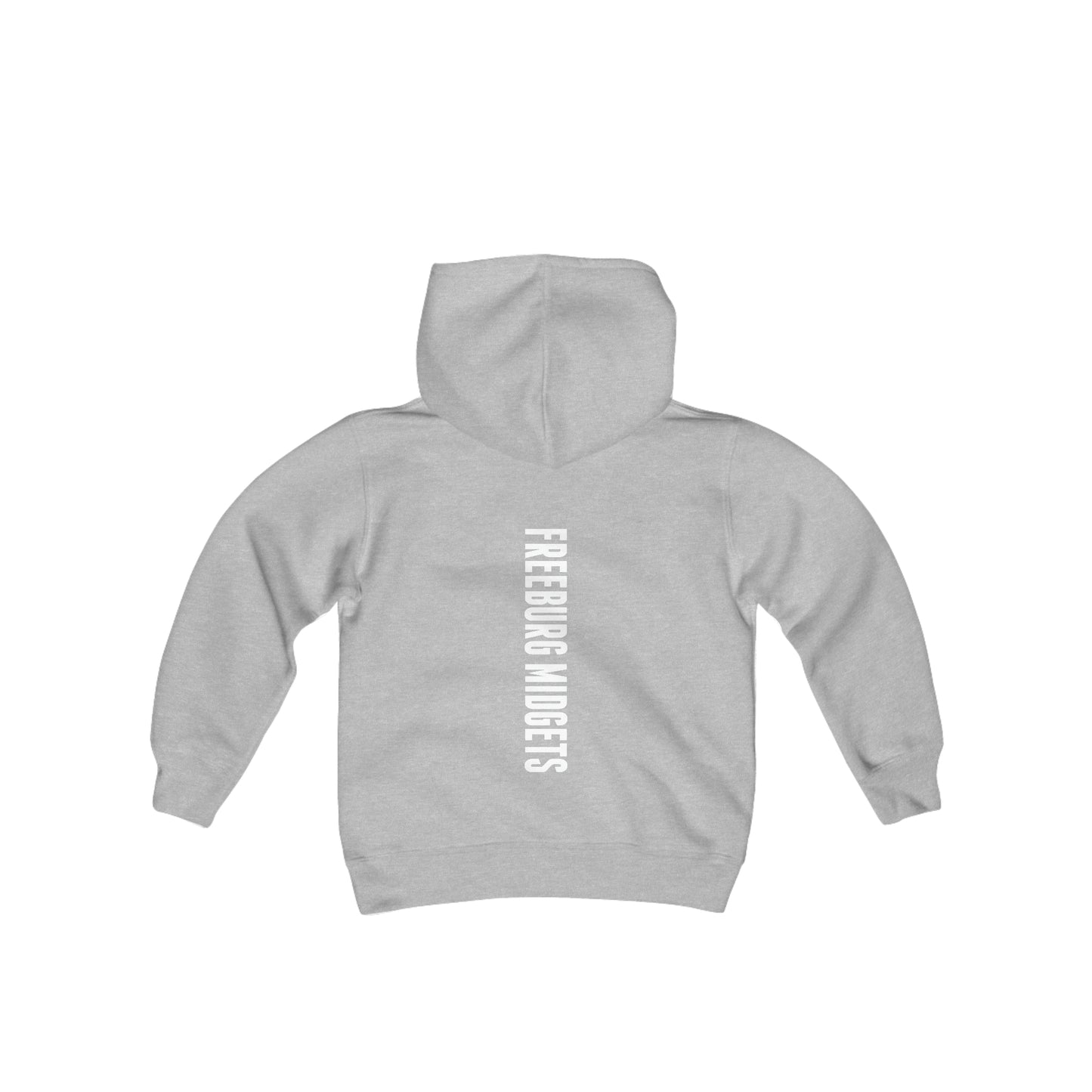 YOUTH - Front and Back Design - Varsity F and Vertical Freeburg Midgets Logo Youth Heavy Blend Hooded Sweatshirt