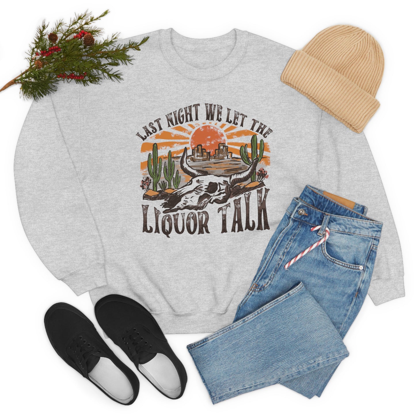 Vintage "Last Night We Let the Liquor Talk" Unisex Heavy Blend™ Crewneck Sweatshirt