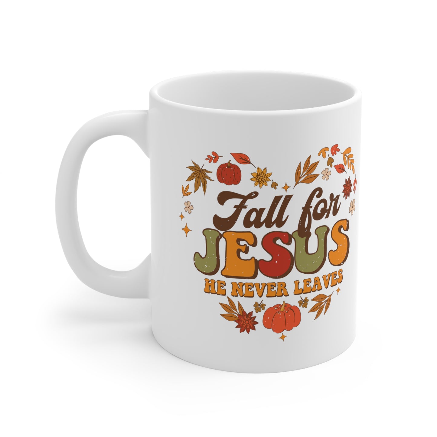 Fall for Jesus Heart Made of Leaves Ceramic Mug 11oz