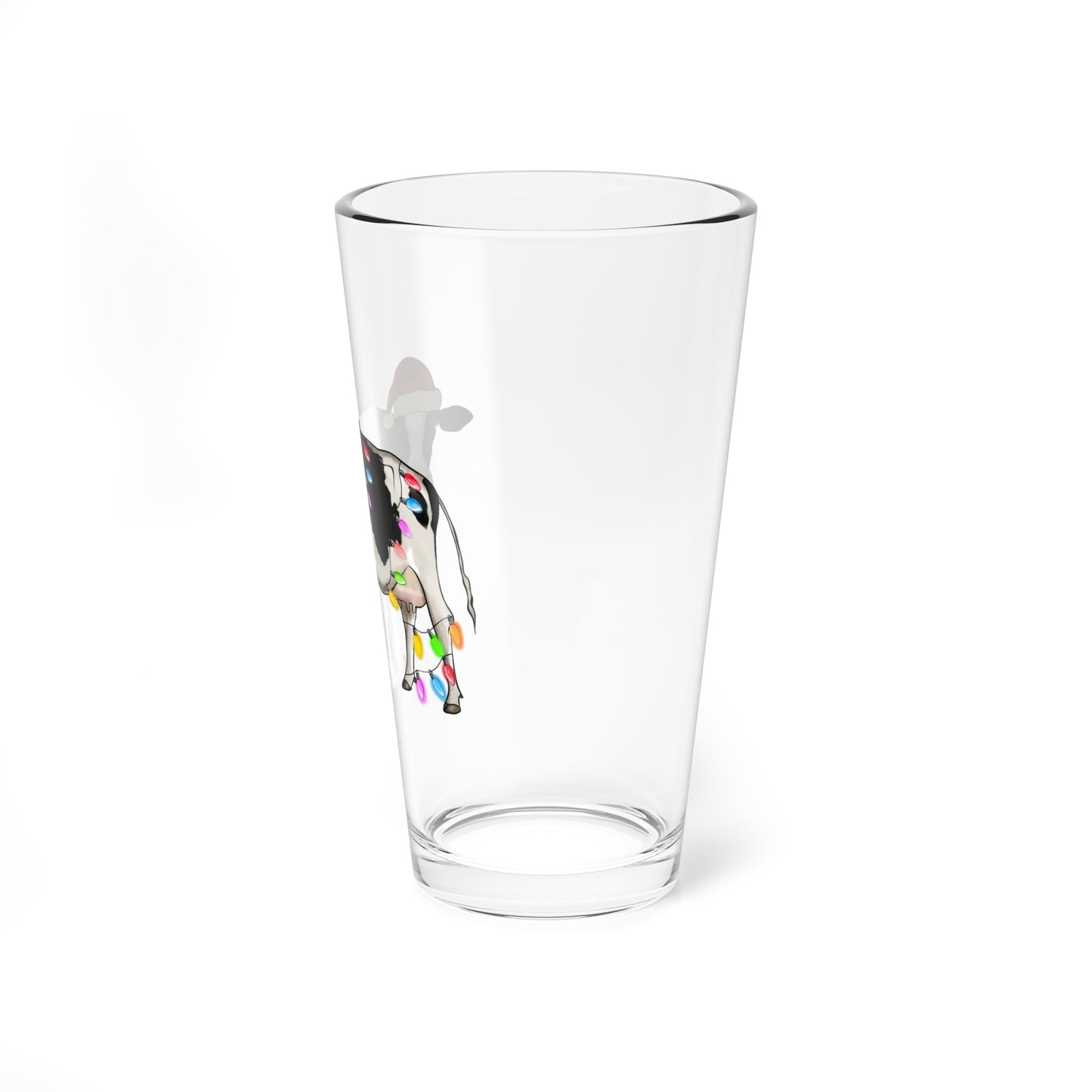 Santa Christmas Cow Mixing Glass, 16oz