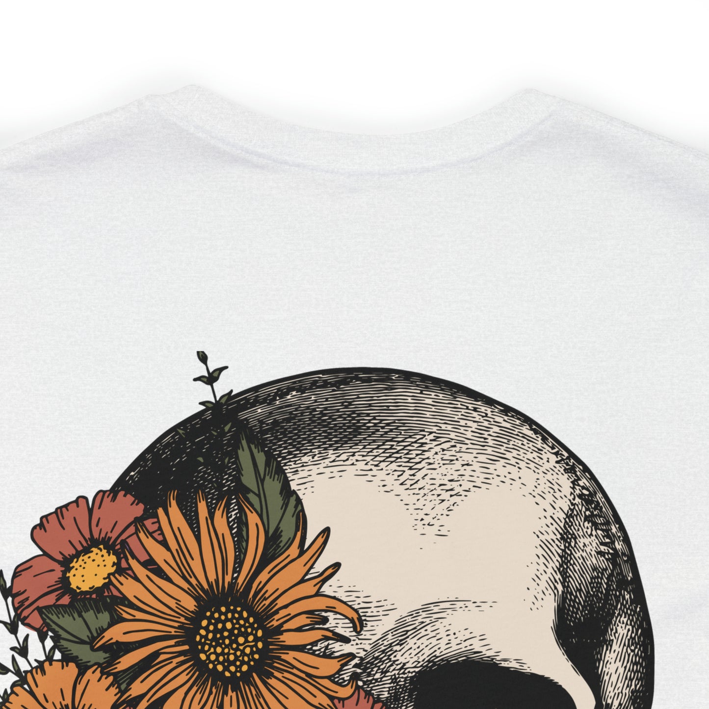 Floral Skeleton Head Front and Back Design T-Shirt
