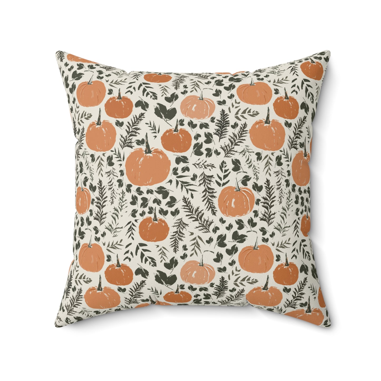 Pumpkin Patch Cream Fall/ Halloween Spun Polyester Square Pillow