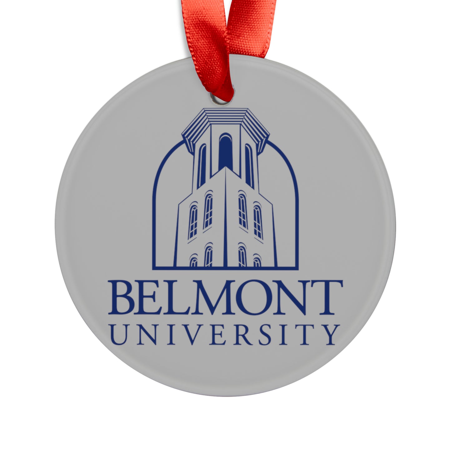 Belmont University Tower Logo Simple Ornament with Ribbon - Gray