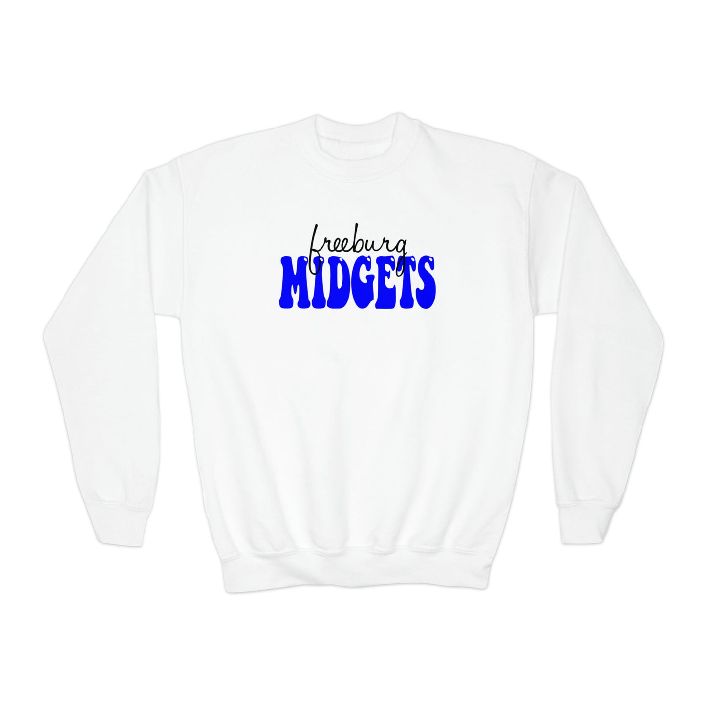 YOUTH - Freeburg Midgets Cursive and Bubble Logo Youth Crewneck Sweatshirt