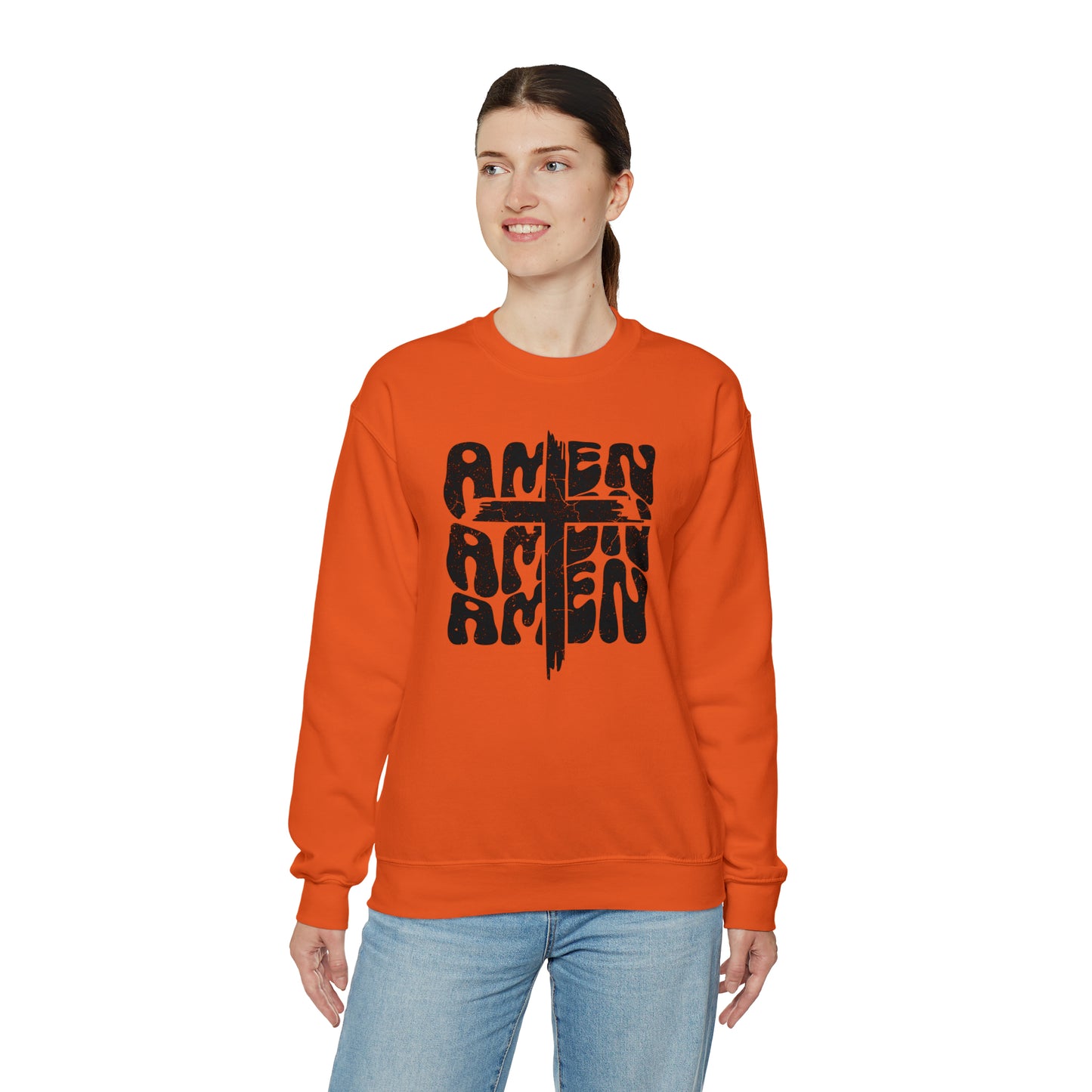 Amen Amen Amen with Cross Design Heavy Blend™ Crewneck Sweatshirt