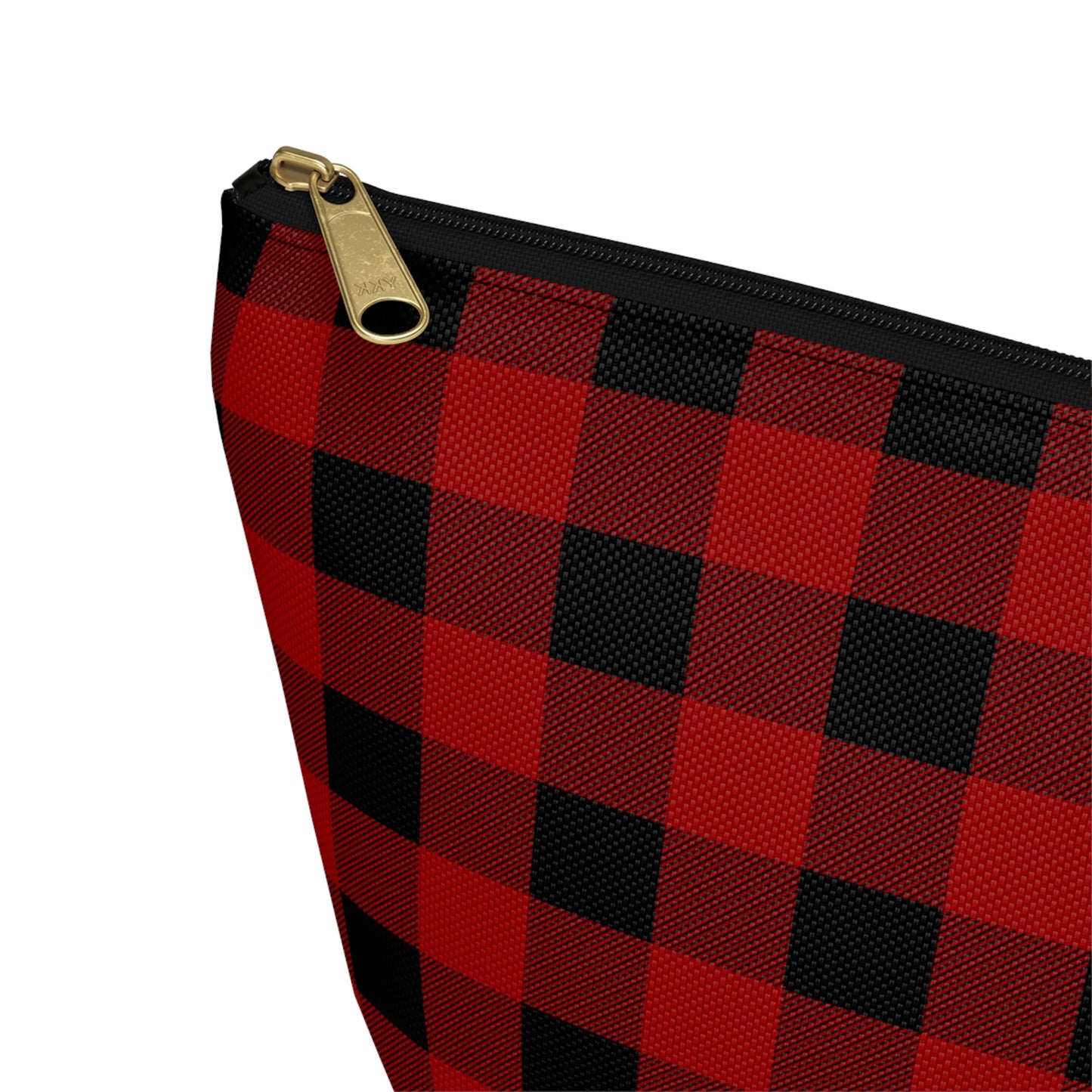 Red and Black Buffalo Plaid/Checkered Print Design Accessory Pouch w T-bottom