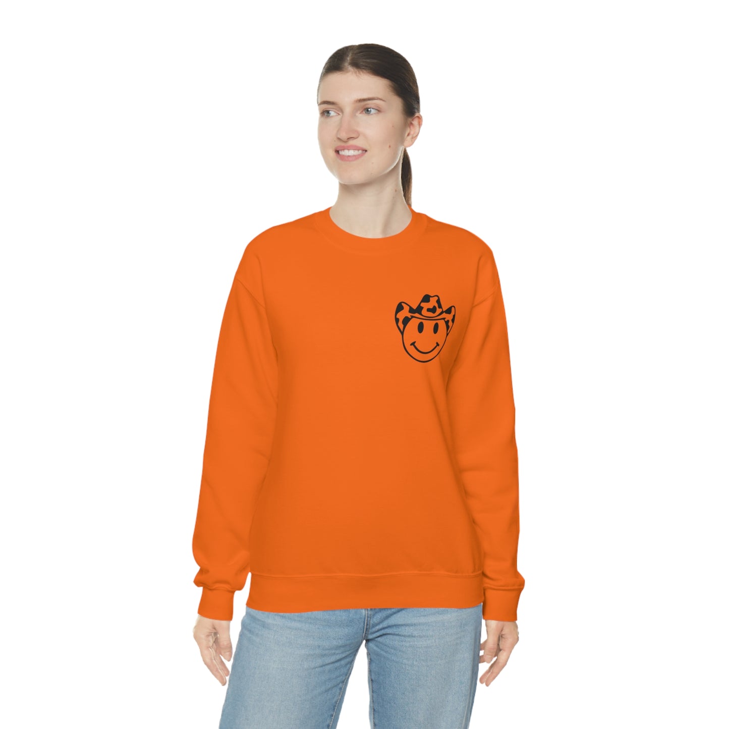 "Smiley Face HOWDY" (Front and Back Design) - Unisex Heavy Blend™ Crewneck Sweatshirt