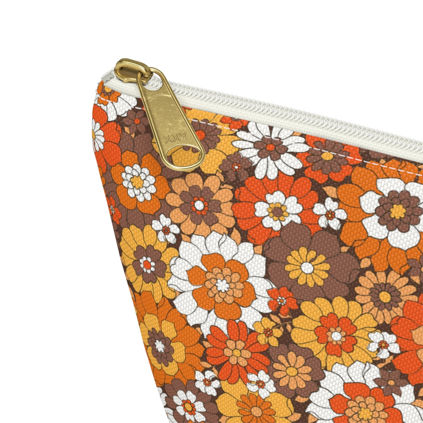 Rustic Retro Floral Print Design  Accessory Pouch w T-bottom