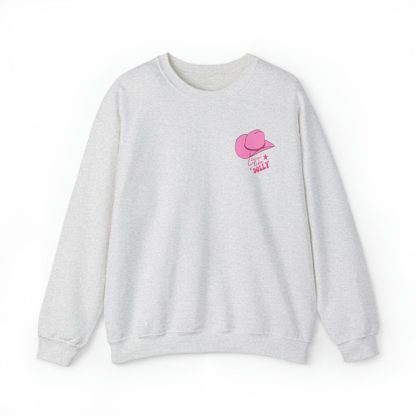 "Living Like Dolly/ What Would Dolly do?" (Front & Back Design) - Unisex Heavy Blend™ Crewneck Sweatshirt