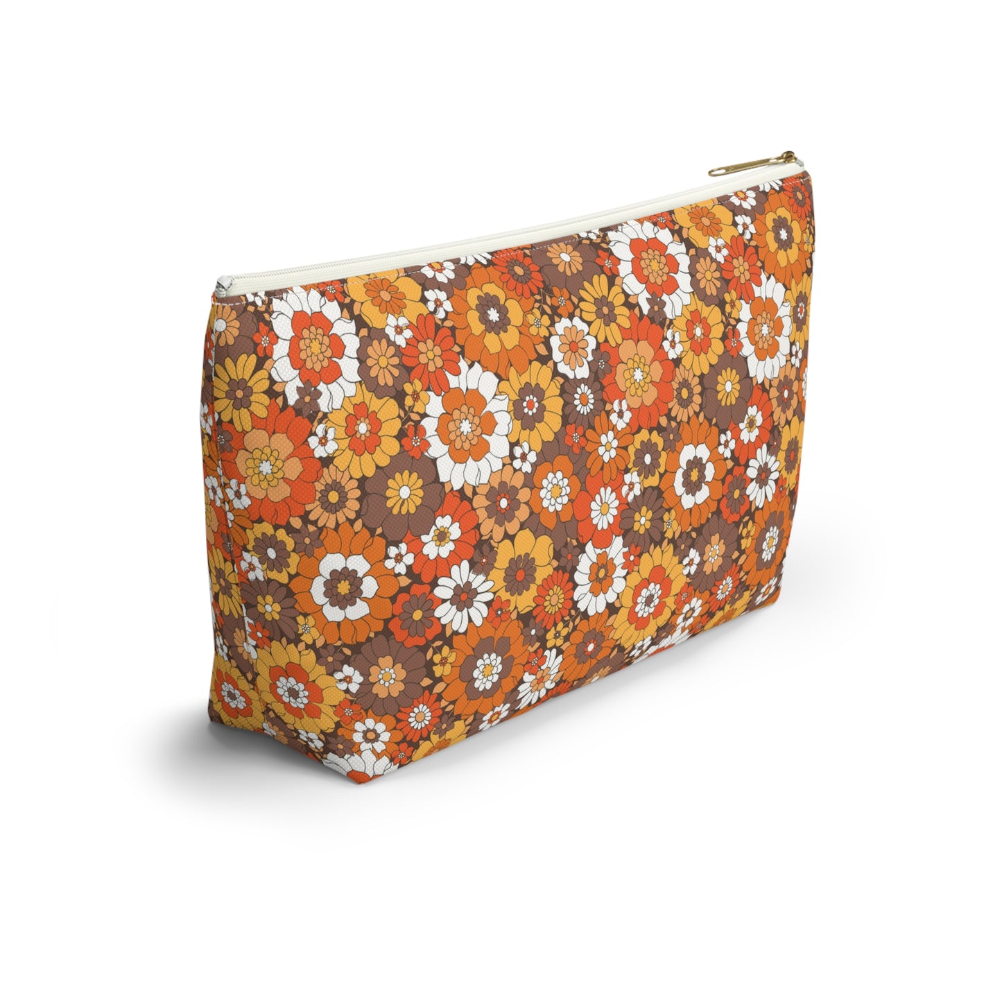 Rustic Retro Floral Print Design  Accessory Pouch w T-bottom