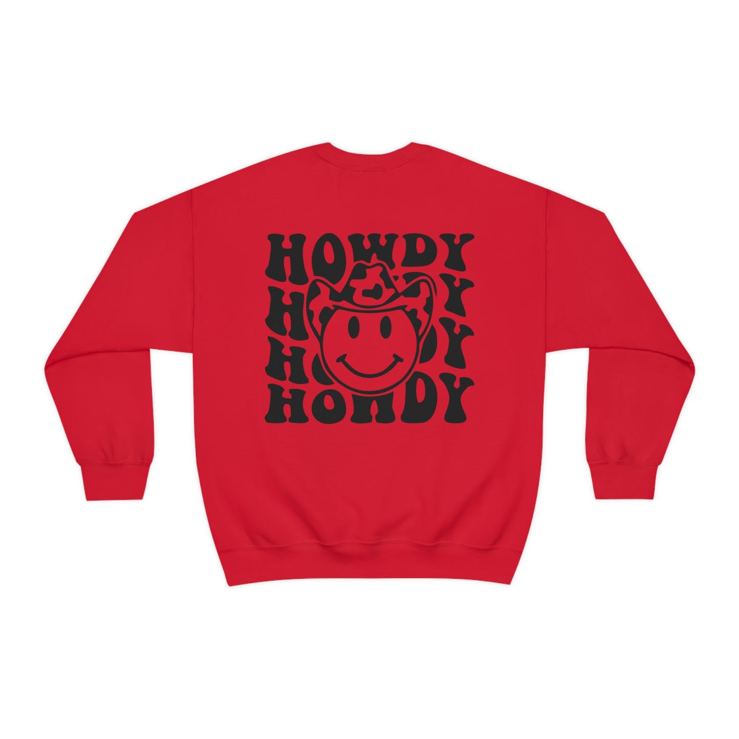 "Smiley Face HOWDY" (Front and Back Design) - Unisex Heavy Blend™ Crewneck Sweatshirt
