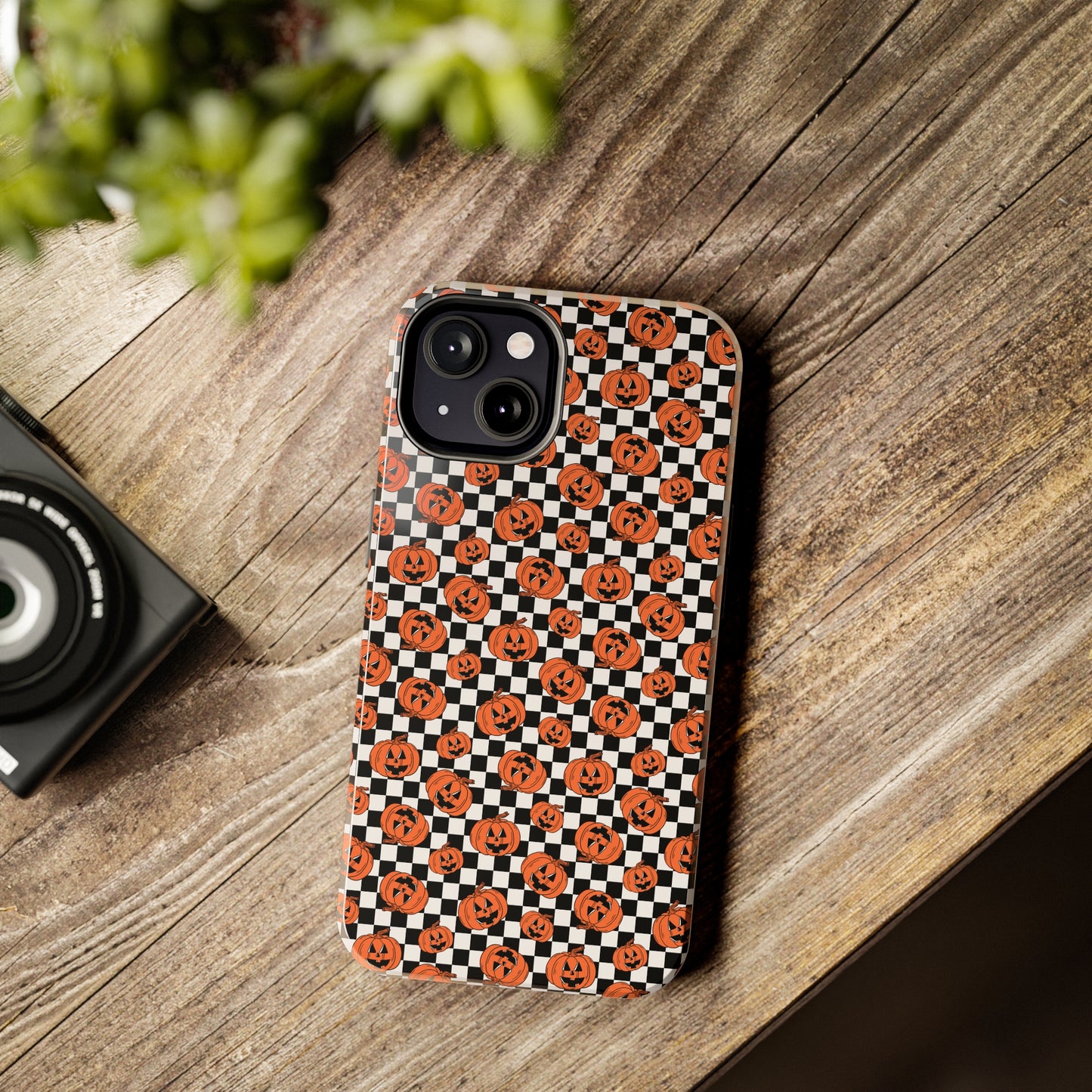 Pumpkin / Jack-O-Lantern Checkerboard Halloween/ Fall Patterned Tough Phone Cases