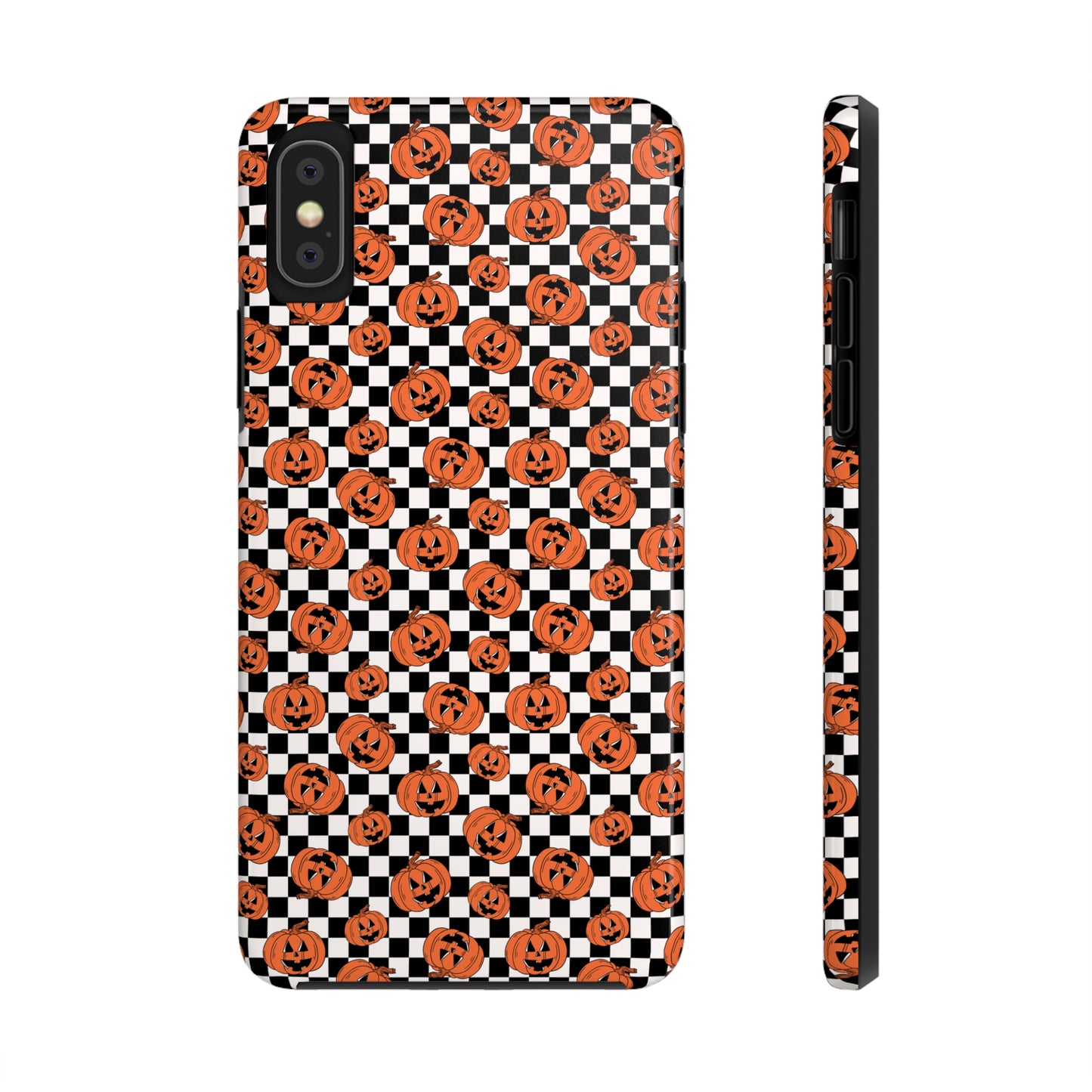 Pumpkin / Jack-O-Lantern Checkerboard Halloween/ Fall Patterned Tough Phone Cases
