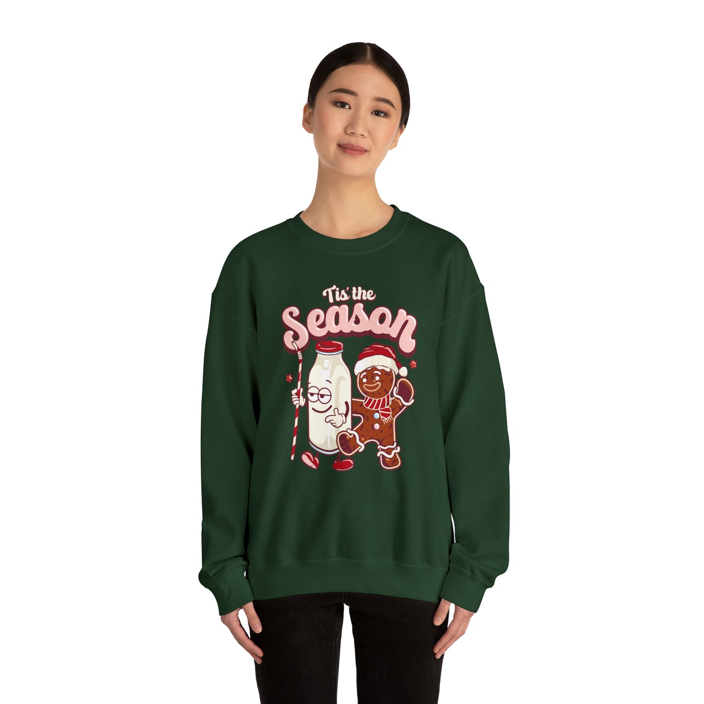 'Tis the Season Gingerbread and Milk Christmas Unisex Heavy Blend™ Crewneck Sweatshirt