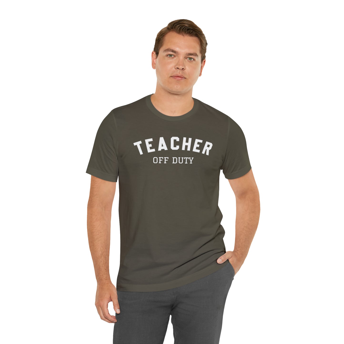 "Teacher Off-Duty" Unisex Jersey Short Sleeve Tee